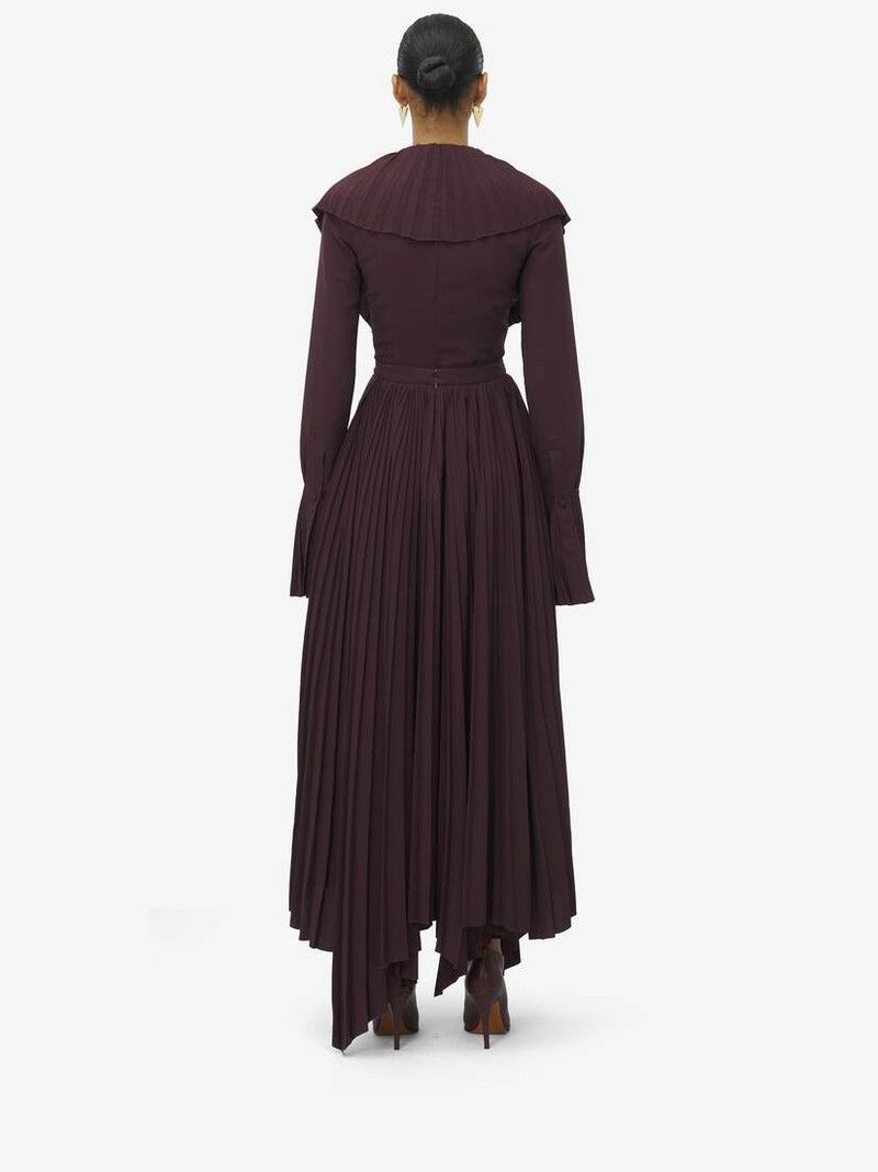 Alexander McQueen o1srvl11e0226 Asymmetric Pleated Skirt In Burgundy Size 25" / US 0 / IT 36 - 5 Thumbnail