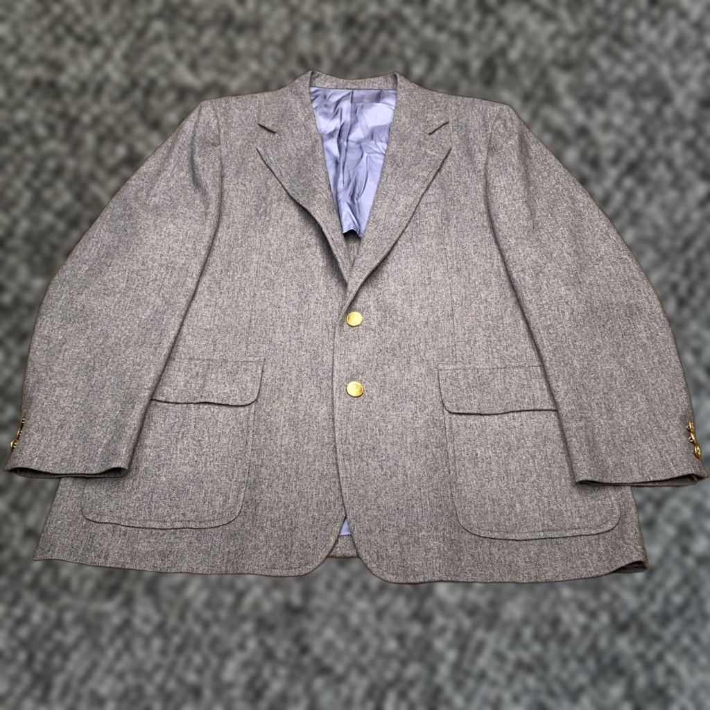 Stanley Blacker VINTAGE Stanley Blacker Sport Coat Gray Wool Blazer 46 Notch Lapel Three-Button Single-Breasted Regular Men Size 46R - 1 Thumbnail