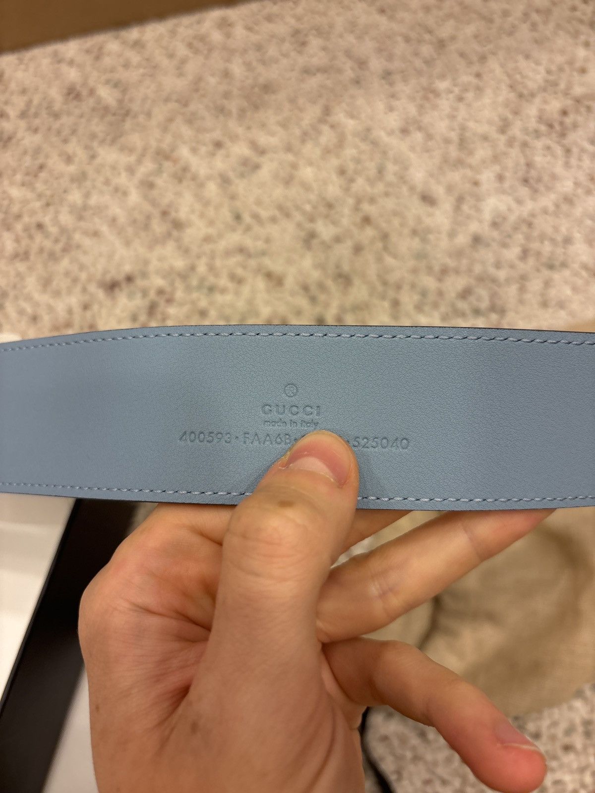 Gucci Gucci GG Supreme Beige / Blue Belt Size 36 - 6 Thumbnail