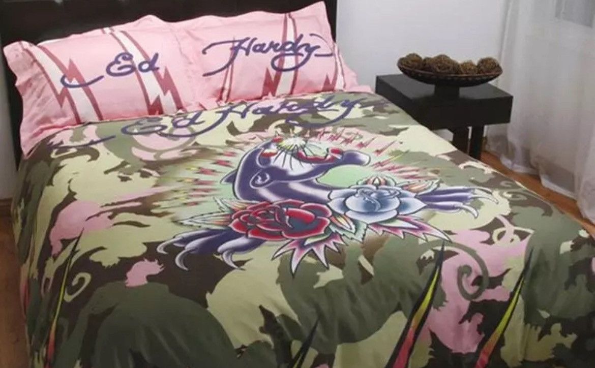 Ed Hardy × Vintage Collectible Ed Hardy Queen duvet Comforter Y2k Size ONE SIZE - 1 Preview