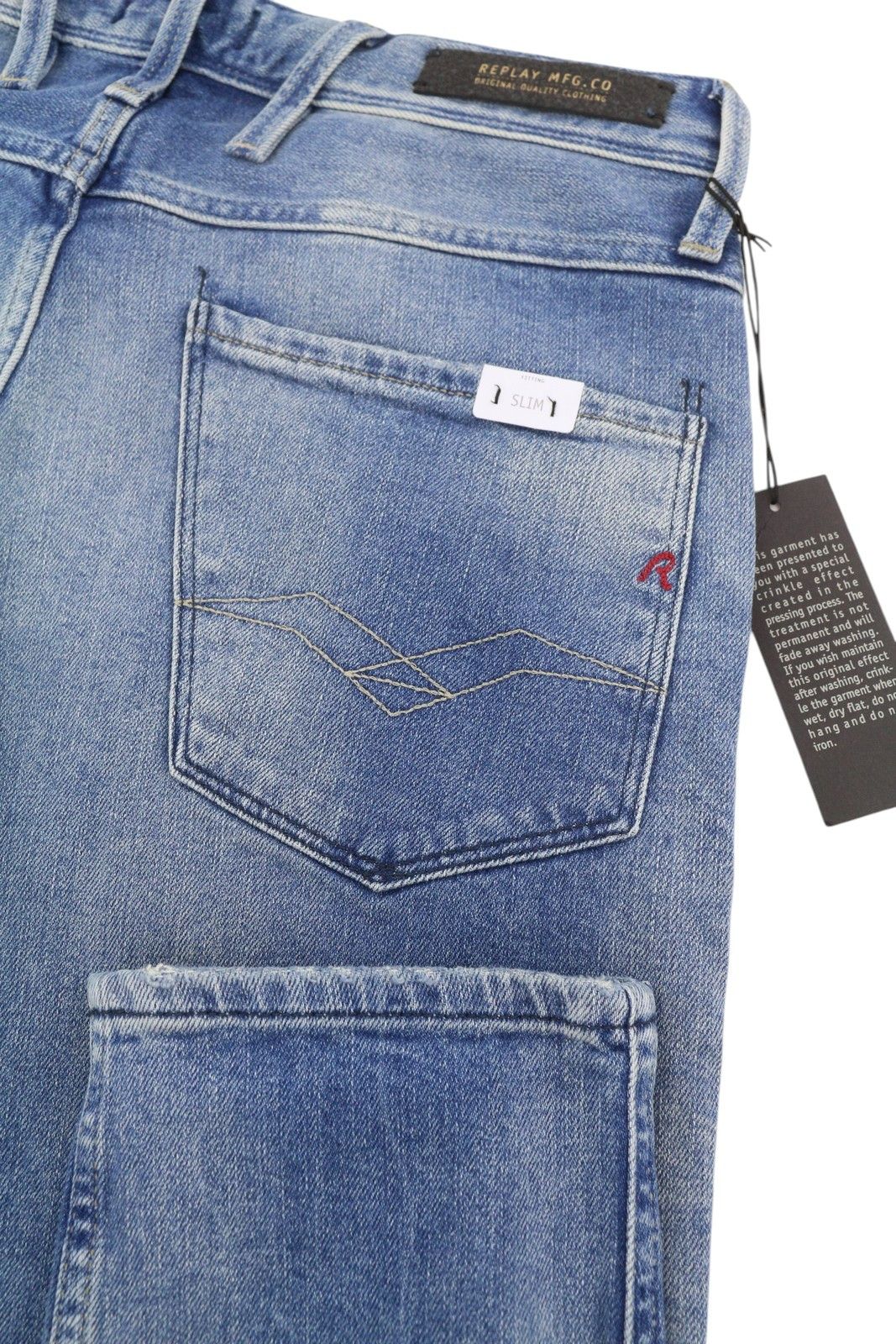 Replay ANBASS W30/L34 Blue Faded Slim Zip Fly Jeans 89123 Size US 30 / EU 46 - 5 Thumbnail