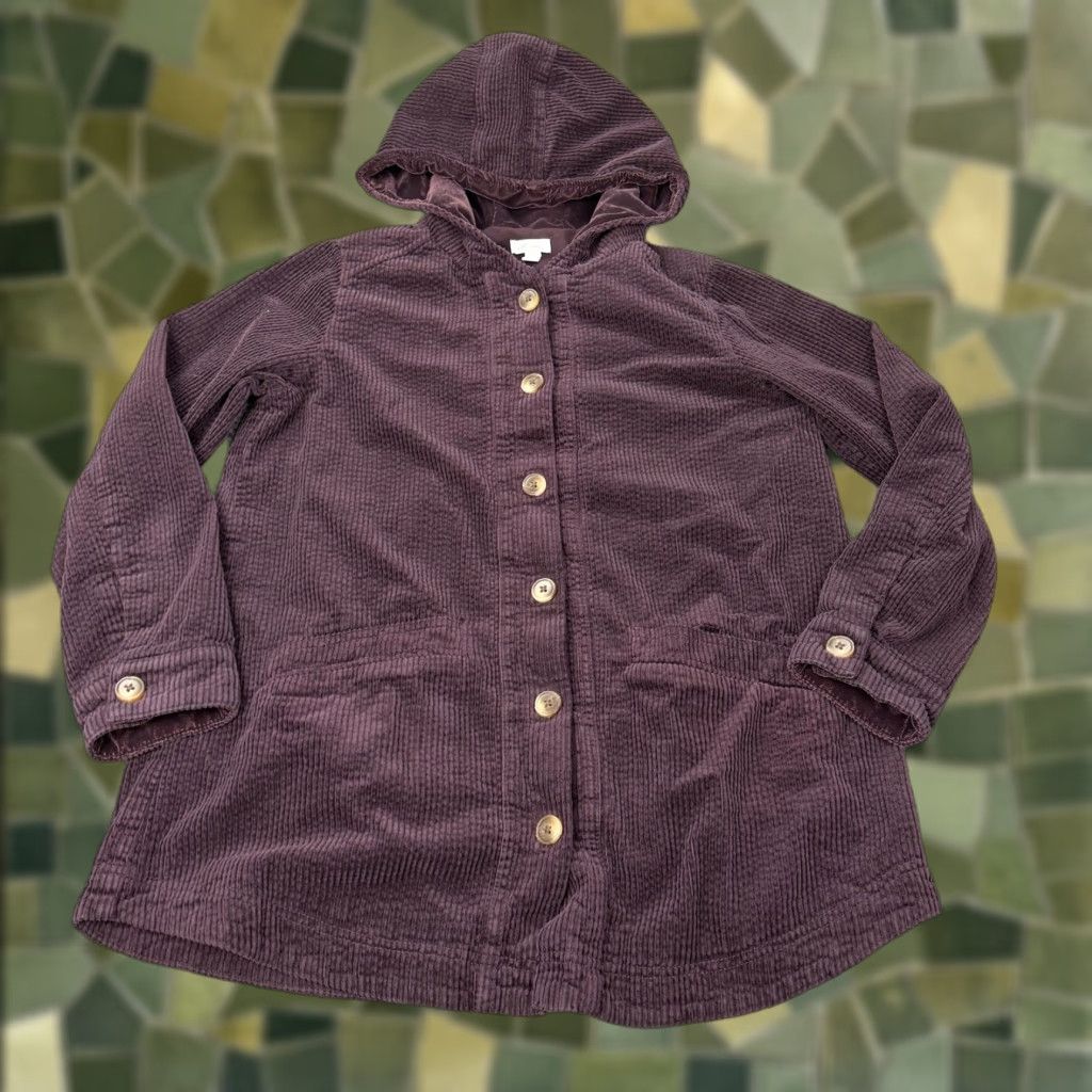 J. Jill VINTAGE J. Jill Jacket Womens XS Petite Purple Corduroy Hooded Button Pockets Lined Size XS / US 0-2 / IT 36-38 - 1 Thumbnail