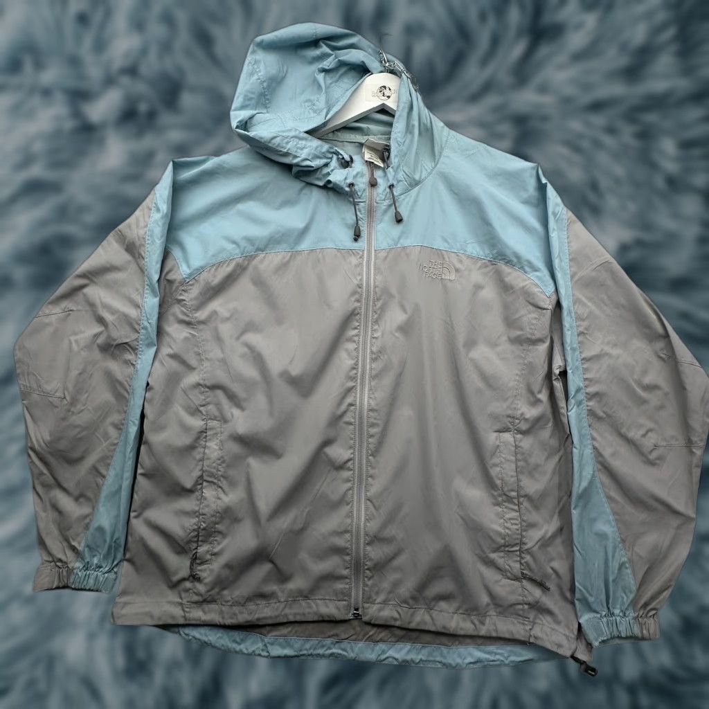 The North Face The North Face Windbreaker Jacket Womens XL Full Zip Hooded Gray Blue with Logo Zipper, Regular Fit, Outdoor, Casual/Workwear/X-Prospects Size XL / US 12-14 / IT 48-50 - 1 Thumbnail