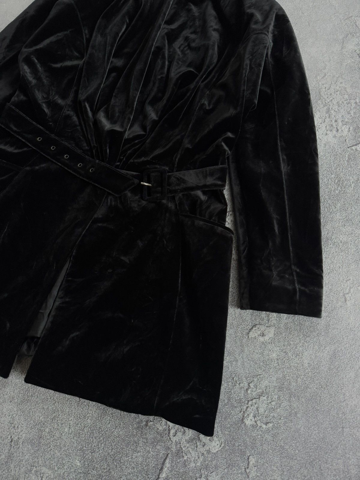 Mugler × Thierry Mugler MUGLER M/L velour velvet jacket blazer + belt vintage coat Size M / US 6-8 / IT 42-44 - 8 Thumbnail
