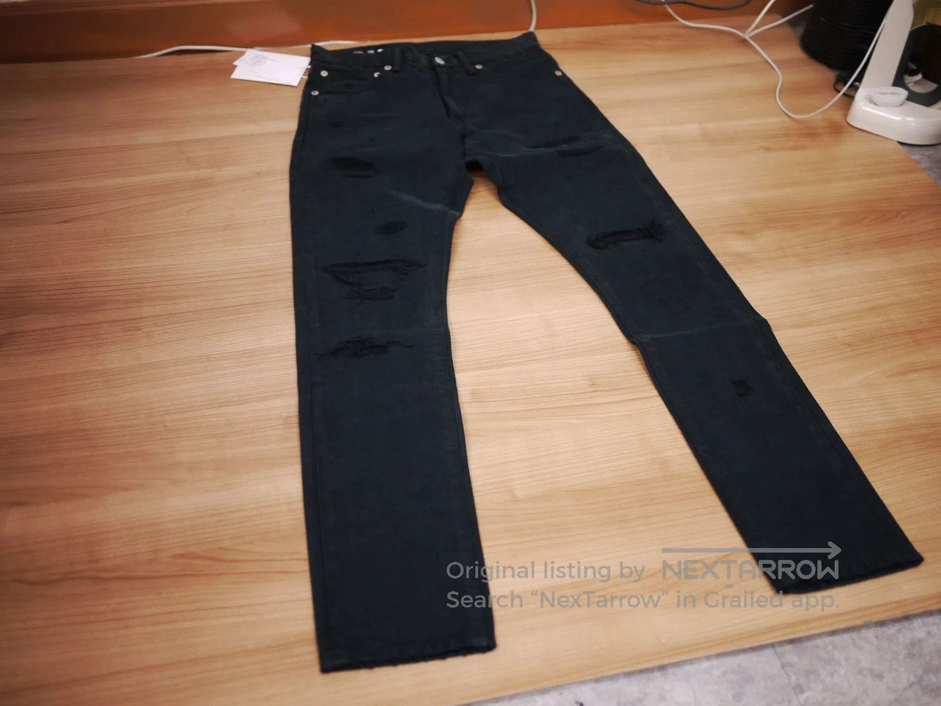 Visvim Black Distressed Denim Jeans Size 30. Size US 30 / EU 46 - 2 Thumbnail