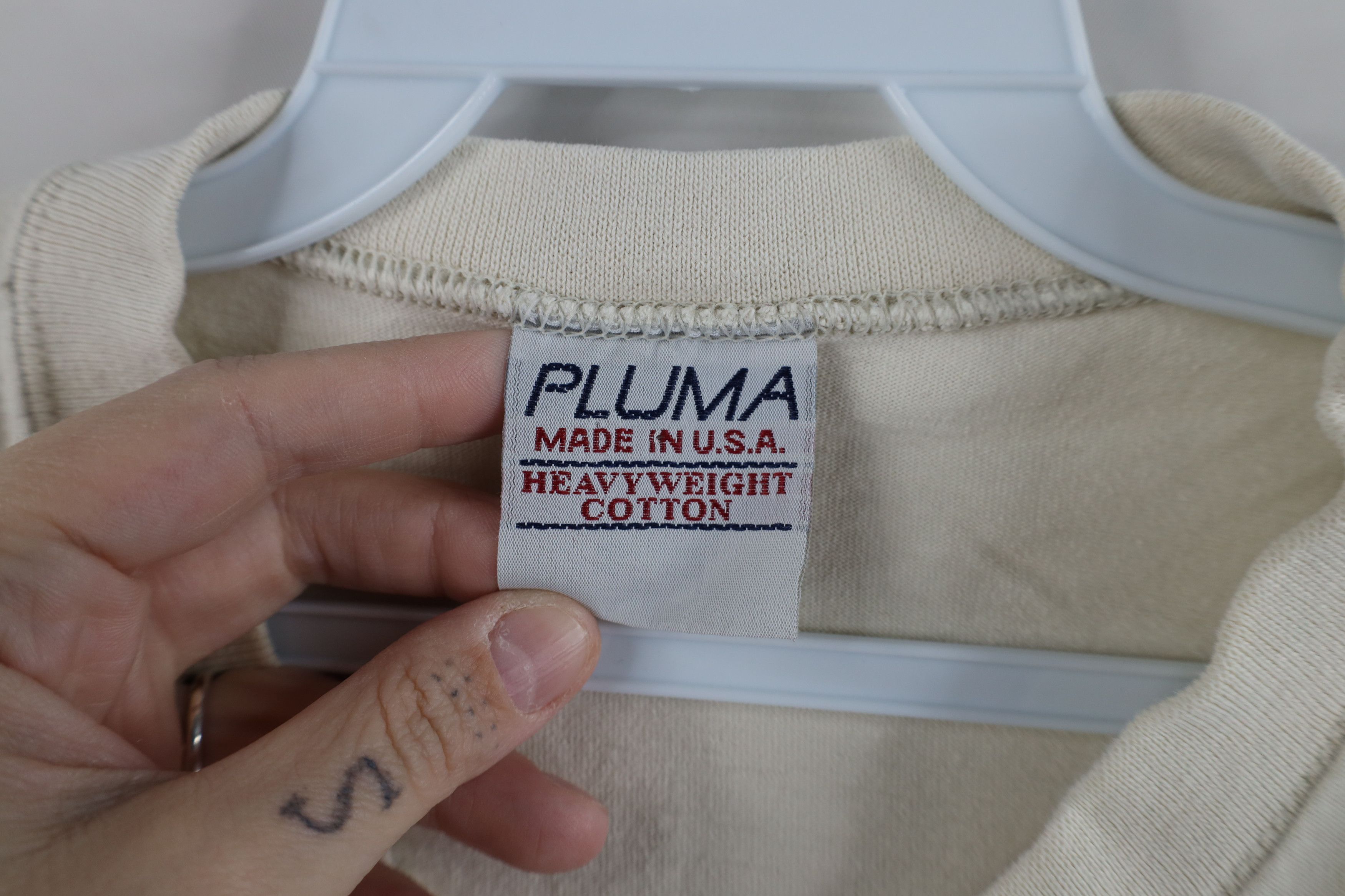 Vintage Vintage 90s Streetwear Heavyweight Cotton T-Shirt Beige USA Size US XL / EU 56 / 4 - 7 Thumbnail