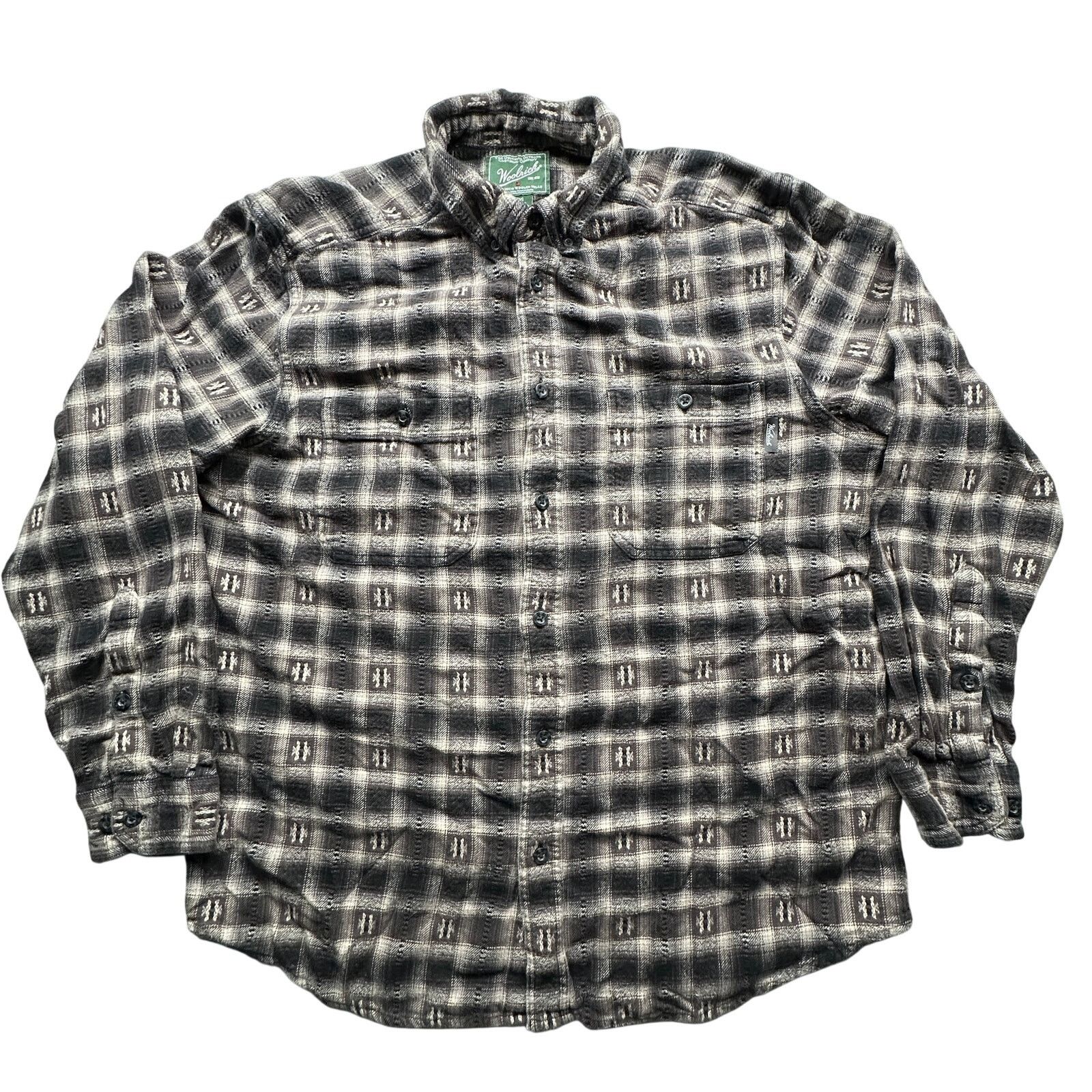 Woolrich Woolen Mills Woolrich Ombre Check Southwestern Shirt Mens L Black Flannel Size US XL / EU 56 / 4 - 1 Thumbnail