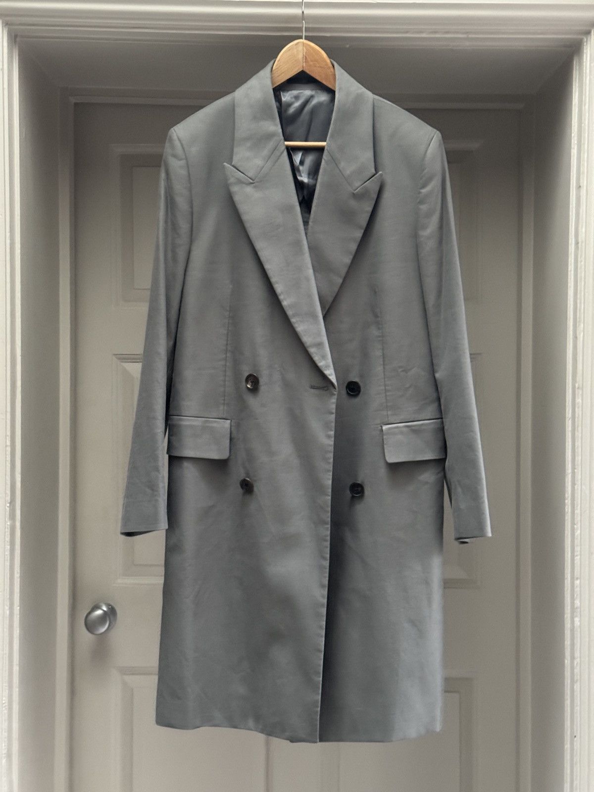 The Row The Row Mickey Double Breasted Cotton Coat Men's Grey Medium Size US M / EU 48-50 / 2 - 2 Thumbnail
