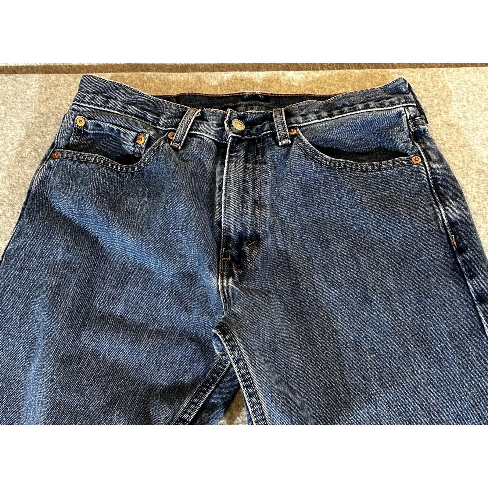 Levi's Levi's 505 Jeans Mens 32x34 Regular Straight Blue Denim Medium Wash Pattern Solid Pockets Zip Fly Mens Size US 32 / EU 48 - 2 Thumbnail