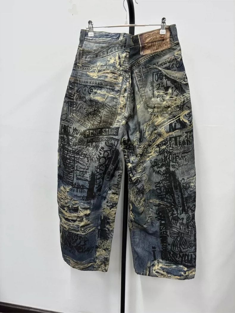 Acne Studios acne studios Printed straight-leg ripped jeans 2504-Nextarr Size US 28 / EU 44 - 2 Thumbnail