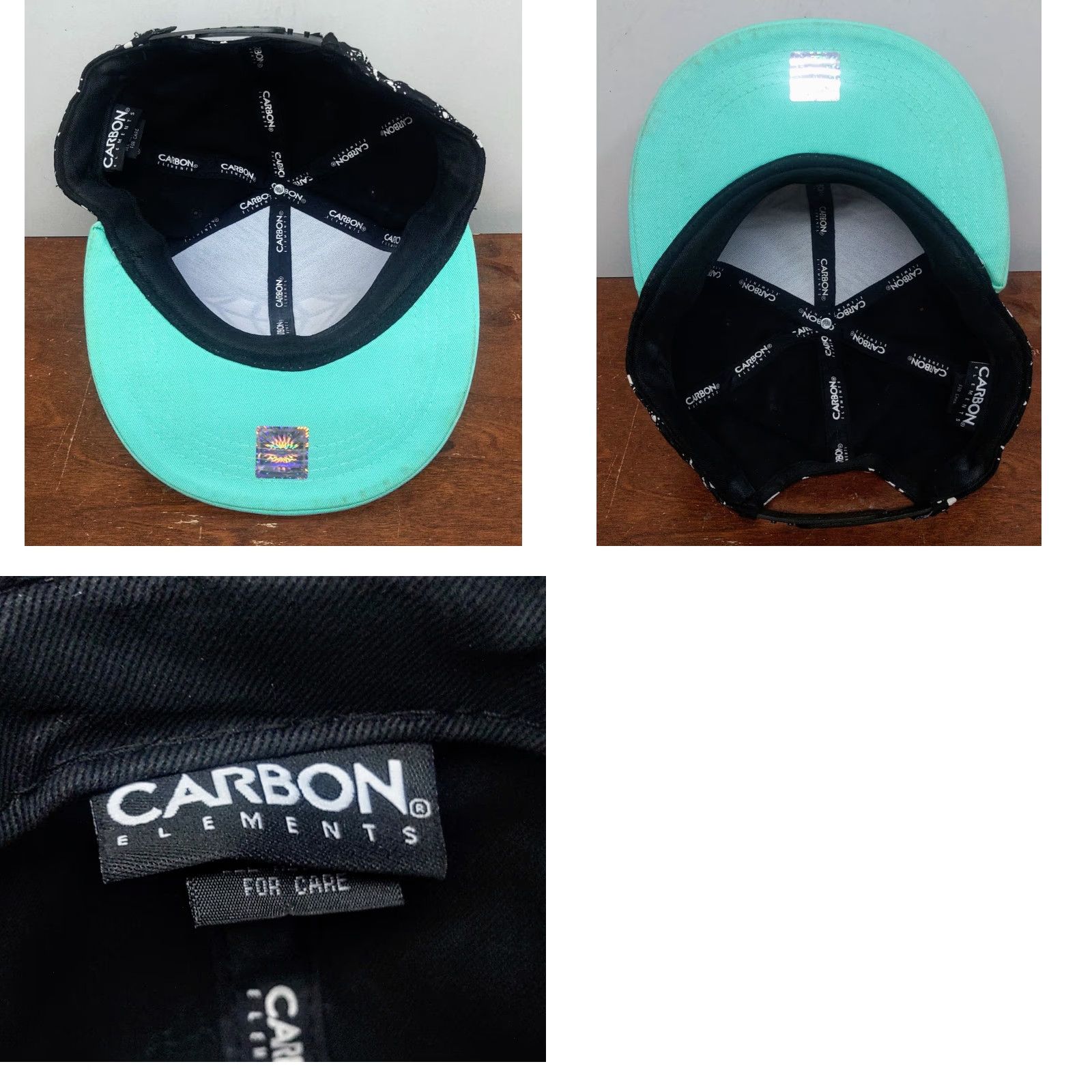 Carbon Diamond Carbon Elements Paint Splatter Snapback Hat Cap Black Turquoise Multicolor Adjustable Canvas Cotton Logo Dad Outdoor Retro Men Women Cap Size ONE SIZE - 8 Thumbnail