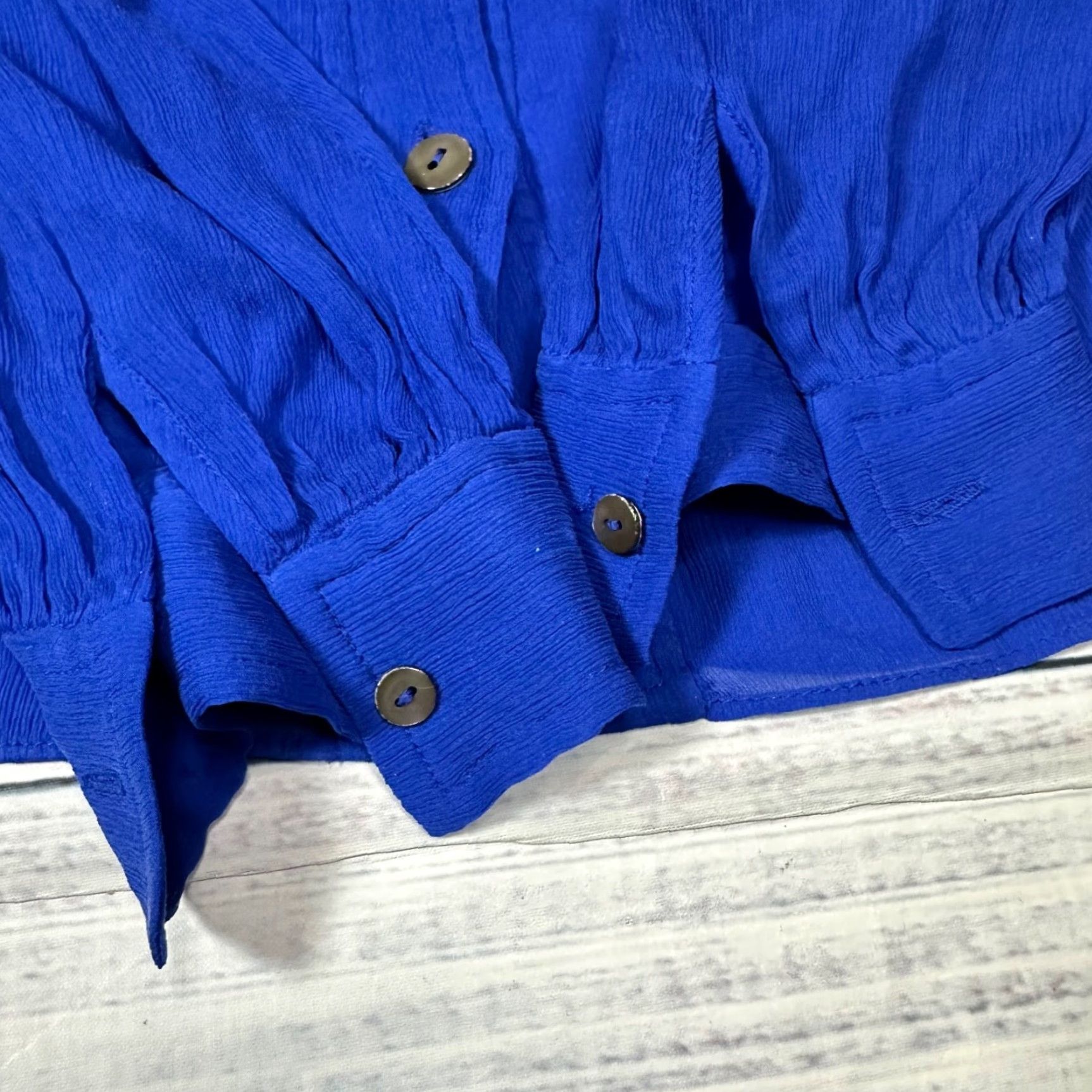 J.Crew J.CREW Womens Silk Long Sleeve Top Sz 6 Blue Blouse Sheer Lined Back Button Back Size M / US 6-8 / IT 42-44 - 7 Thumbnail