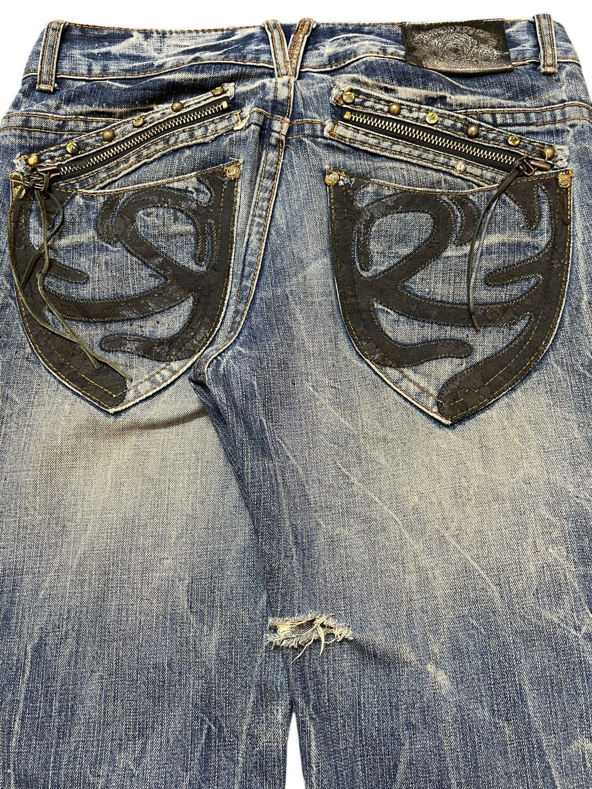 14th Addiction Vintage Japanese Brand Faded Thunder Wash Distressed Jeans Size US 32 / EU 48 - 6 Thumbnail
