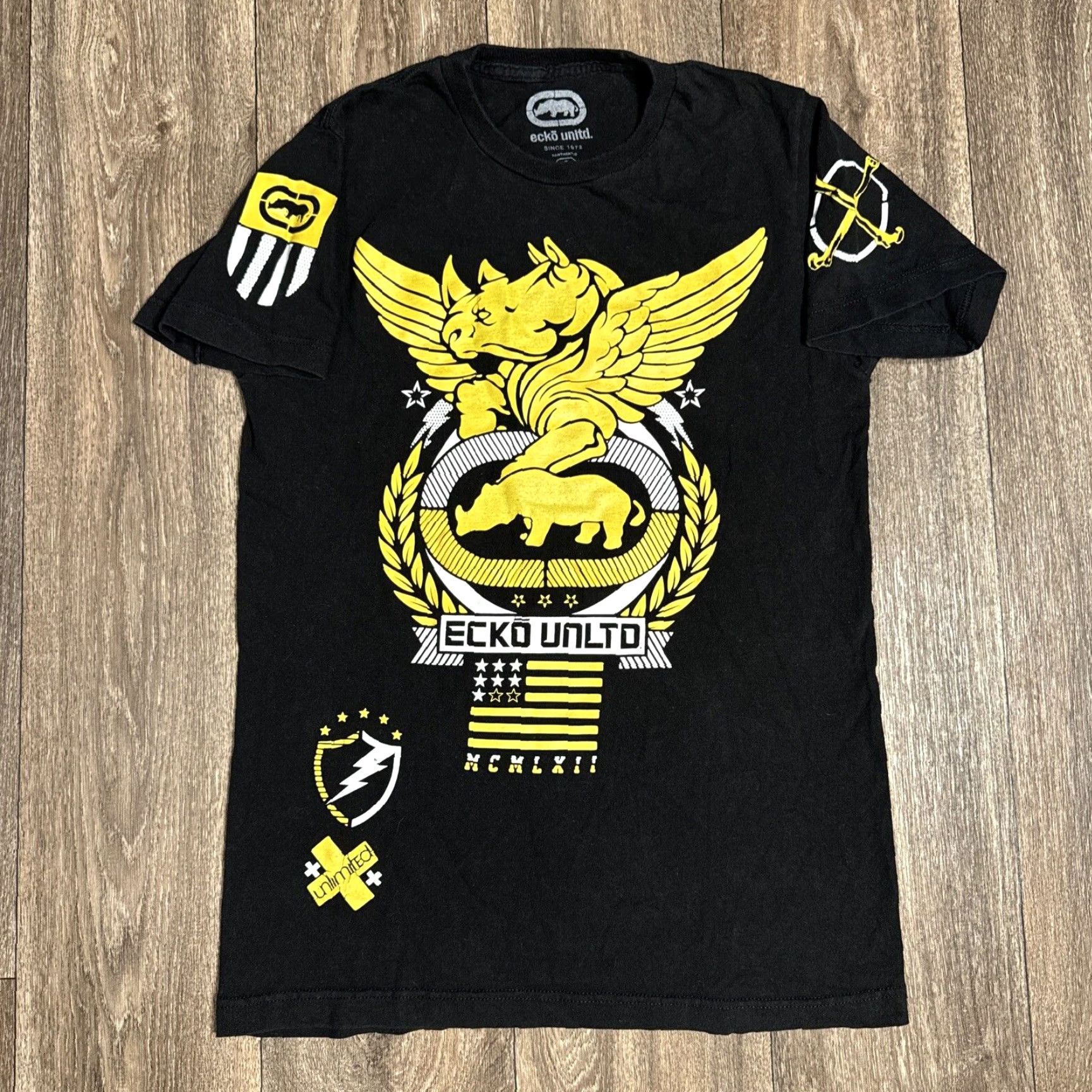 Ecko Unltd. VINTAGE Ecko Unltd. T-Shirt Rhino Double-Sided Black Small Unisex Adults Gothic 90s Skater Cyber Goth Mens Womens Size US S / EU 44-46 / 1 - 2 Thumbnail
