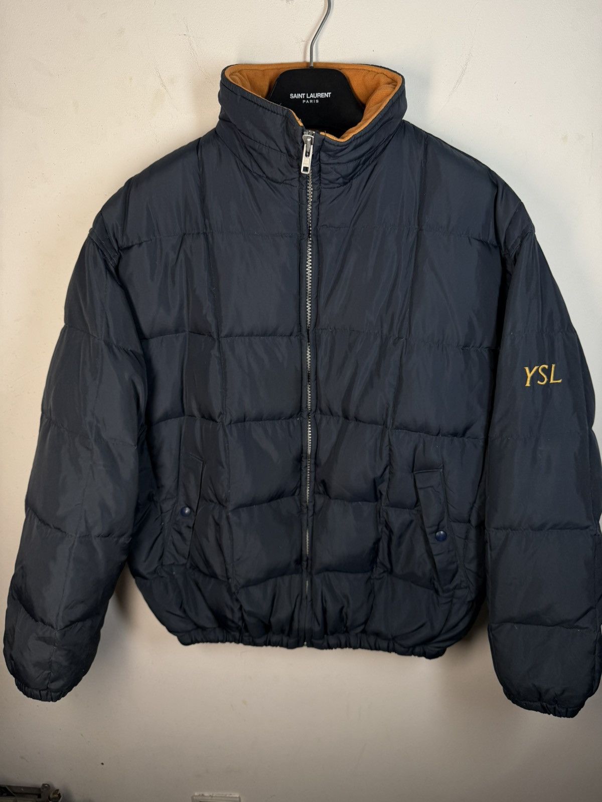 Yves Saint Laurent Puffer YSL Down Jacket Winter Blue Bomber Zip Up Size US M / EU 48-50 / 2 - 1 Thumbnail
