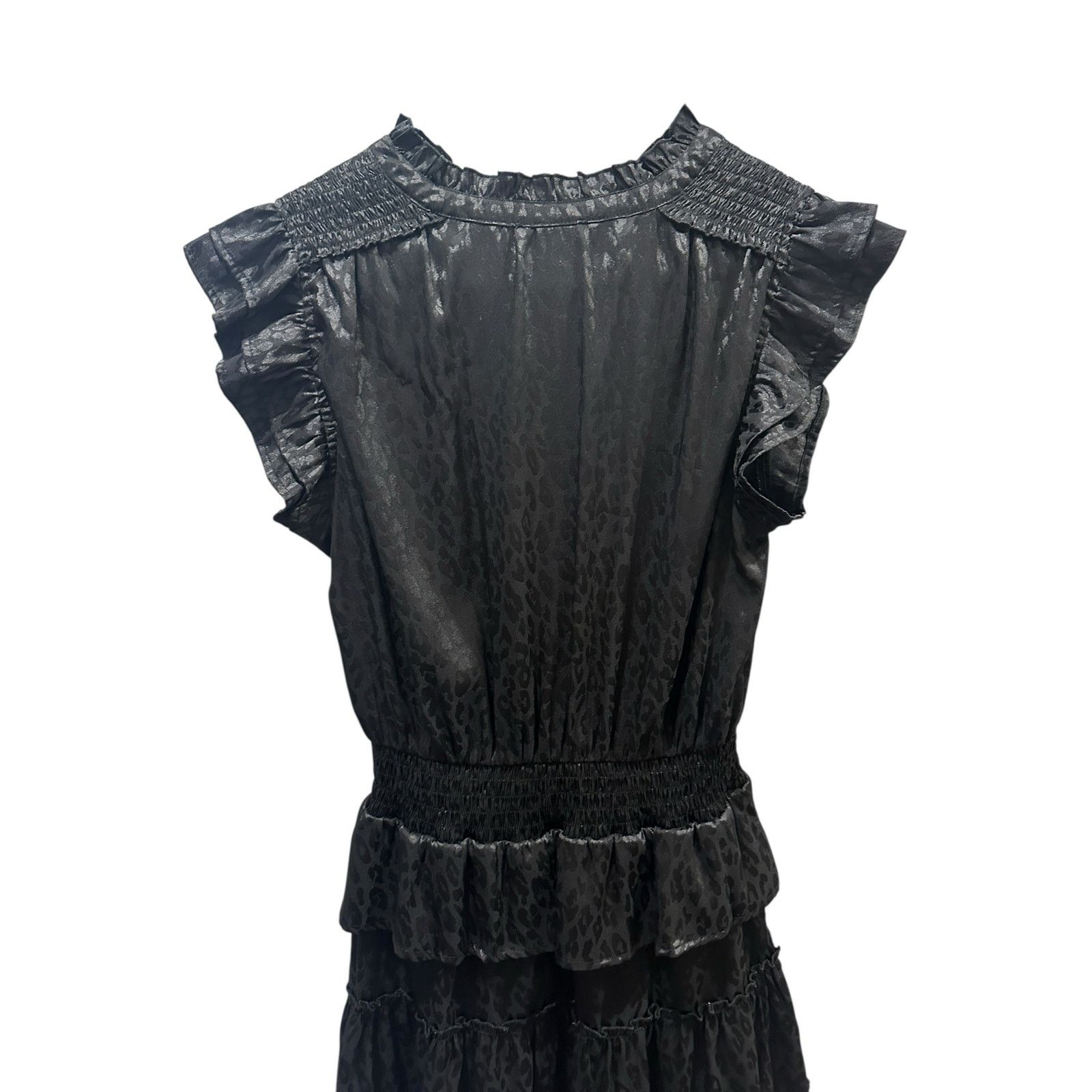 Other Entro Cheetah Print Short Sleeve Ruffled Tiered V-Neck Dress Size M / US 6-8 / IT 42-44 - 9 Thumbnail