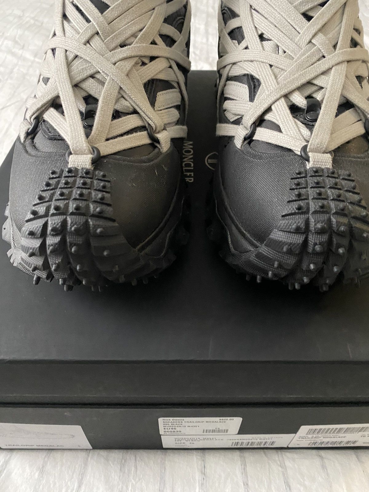 Moncler x Rick Owens Black Trailgrip Megalace Sneakers Sz46