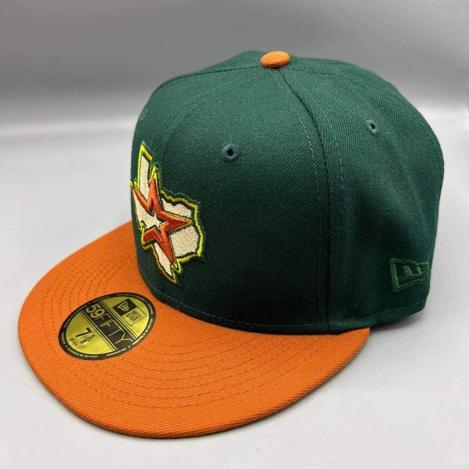 New Era Houston Astros Hat Men 7 5/8 59Fifty New Era MLB Fitted Cap Size ONE SIZE - 4 Thumbnail