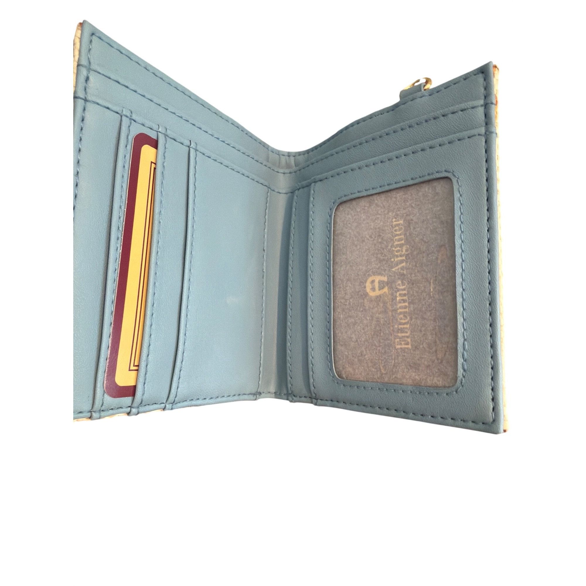 Etienne Aigner Etienne Aigner Woven Straw Blue Faux Leather BiFold Wallet L Size ONE SIZE - 6 Thumbnail