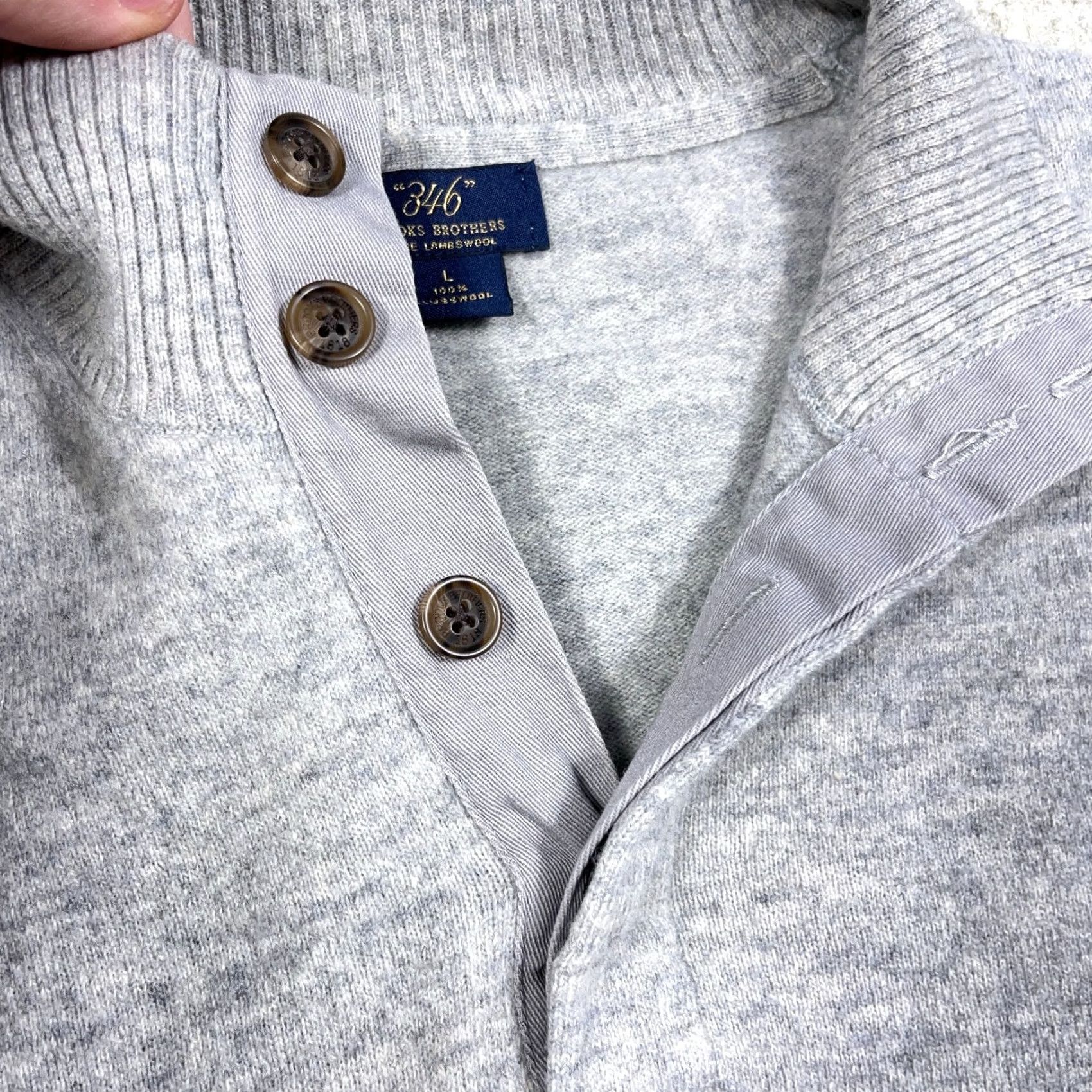 Brooks Brothers Brooks Brothers Sweater Men Large Gray Lambe Wool Henley Elbow Pads Grandpa Size US L / EU 52-54 / 3 - 3 Thumbnail