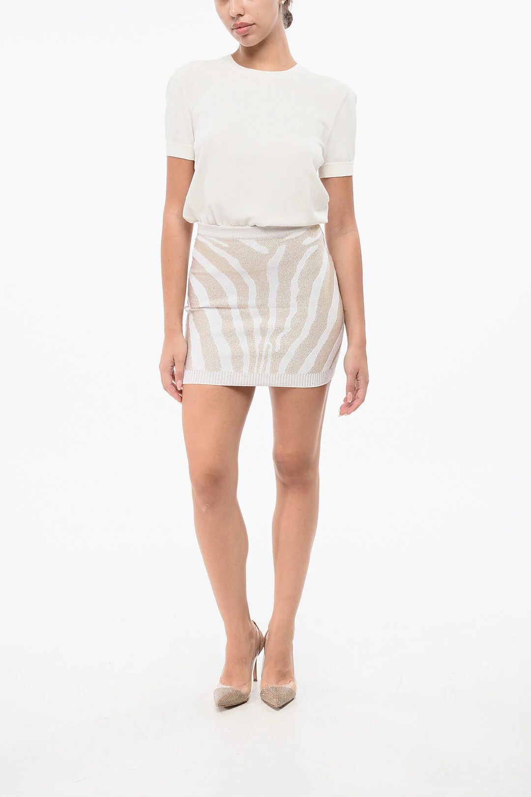 Balmain og1mm0326 Lurex Mini Skirt in Gold Size 30" / US 8 / IT 44 - 4 Thumbnail