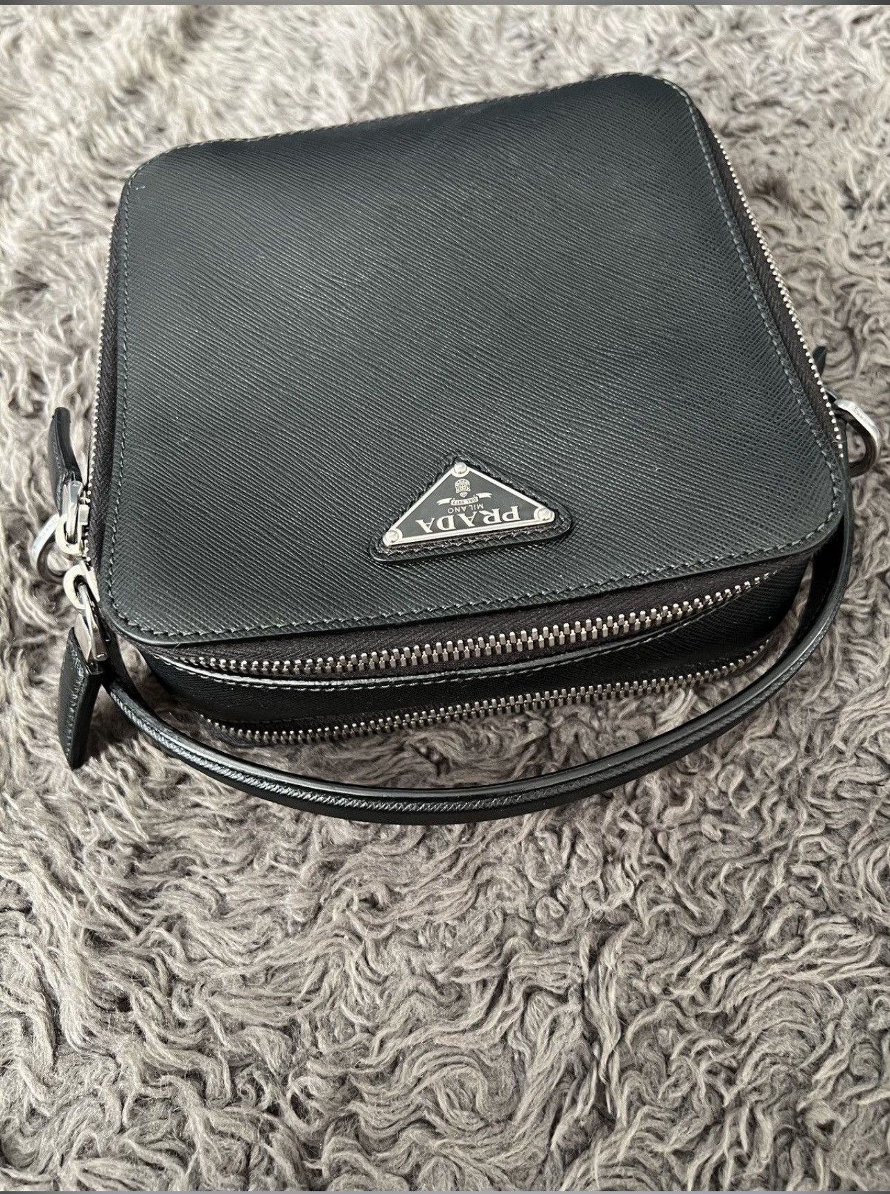 Prada Prada Black Logo Saffano Leather Cross Body Bag Size ONE SIZE - 8 Thumbnail