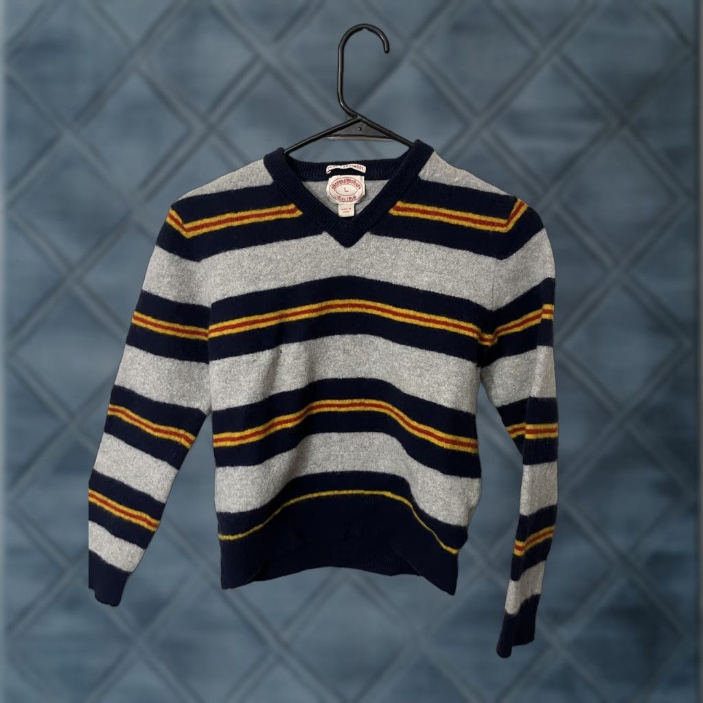 Brooks Brothers Brooks Brothers Pure Lambswool L Gray Blue Striped Sweater Measurements In Photo Size US L / EU 52-54 / 3 - 1 Thumbnail