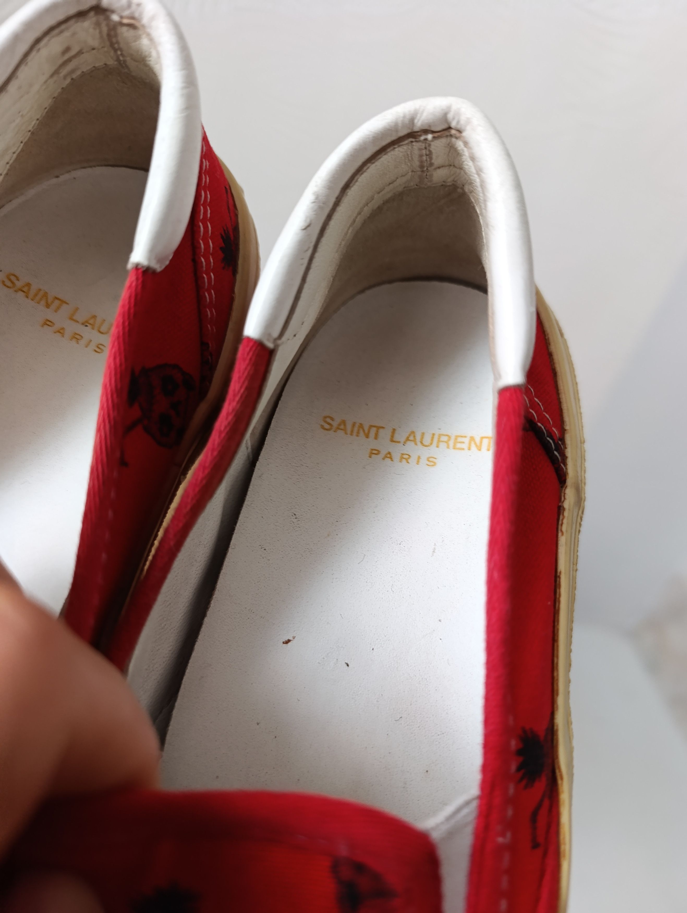 Saint Laurent Paris SAINT LAURENT RED SKULL PINEAPPLE SLIP-ON SNEAKERS Size US 7.5 / IT 37.5 - 16 Thumbnail