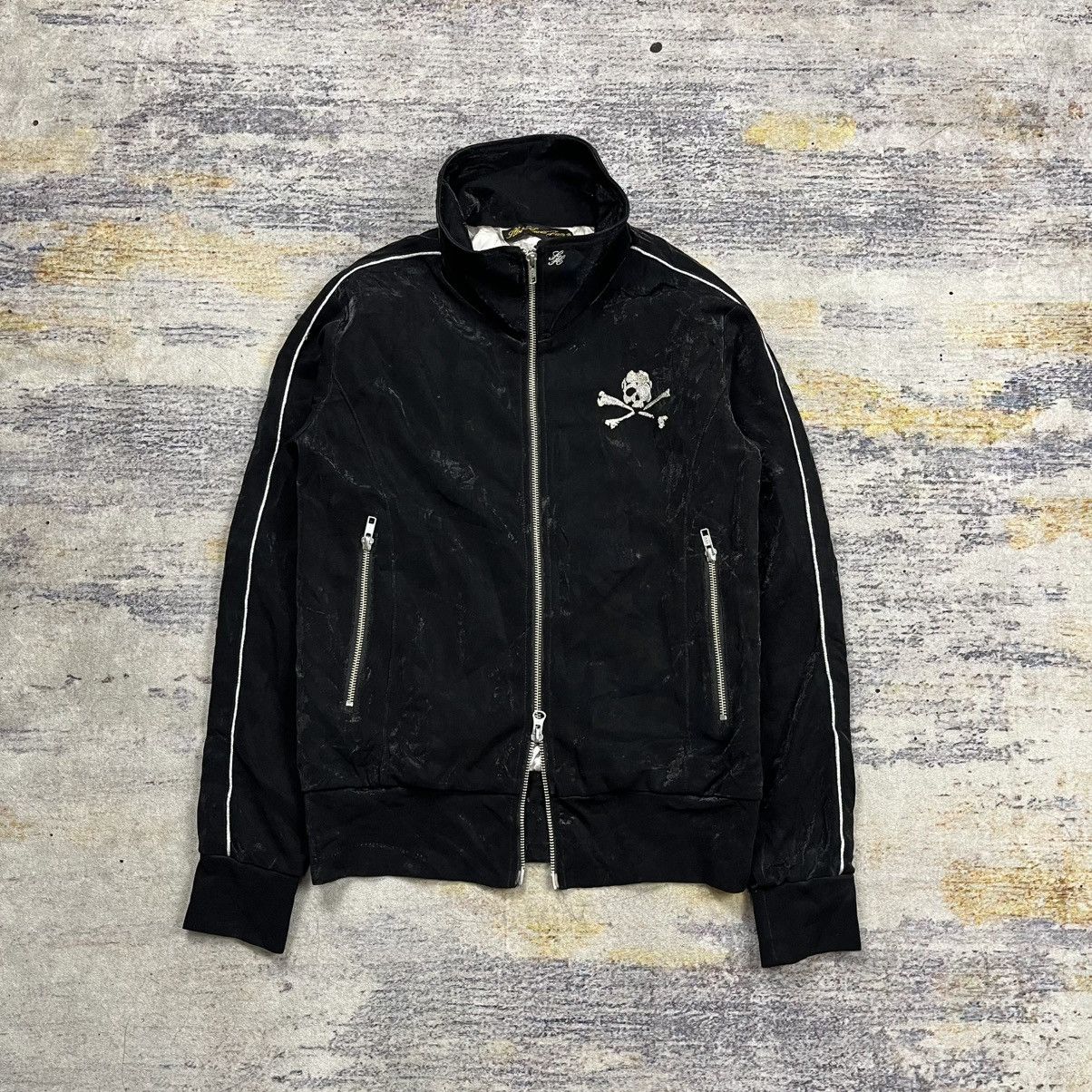 Le Grande Bleu (L.G.B.) Slow hard jam embroidery skull shimmer track jacket vkei Size US M / EU 48-50 / 2 - 3 Thumbnail