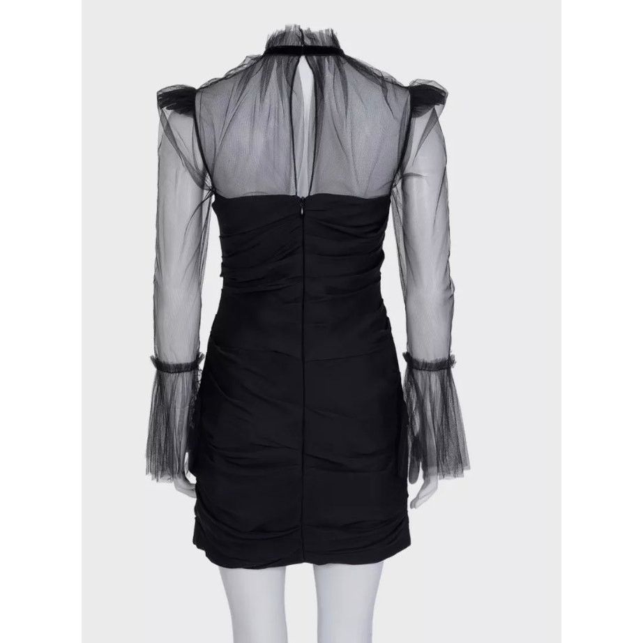 KHAITE Khaite Black Silk Cocktail Dress with Sheer Sleeves XS Size XS / US 0-2 / IT 36-38 - 3 Thumbnail