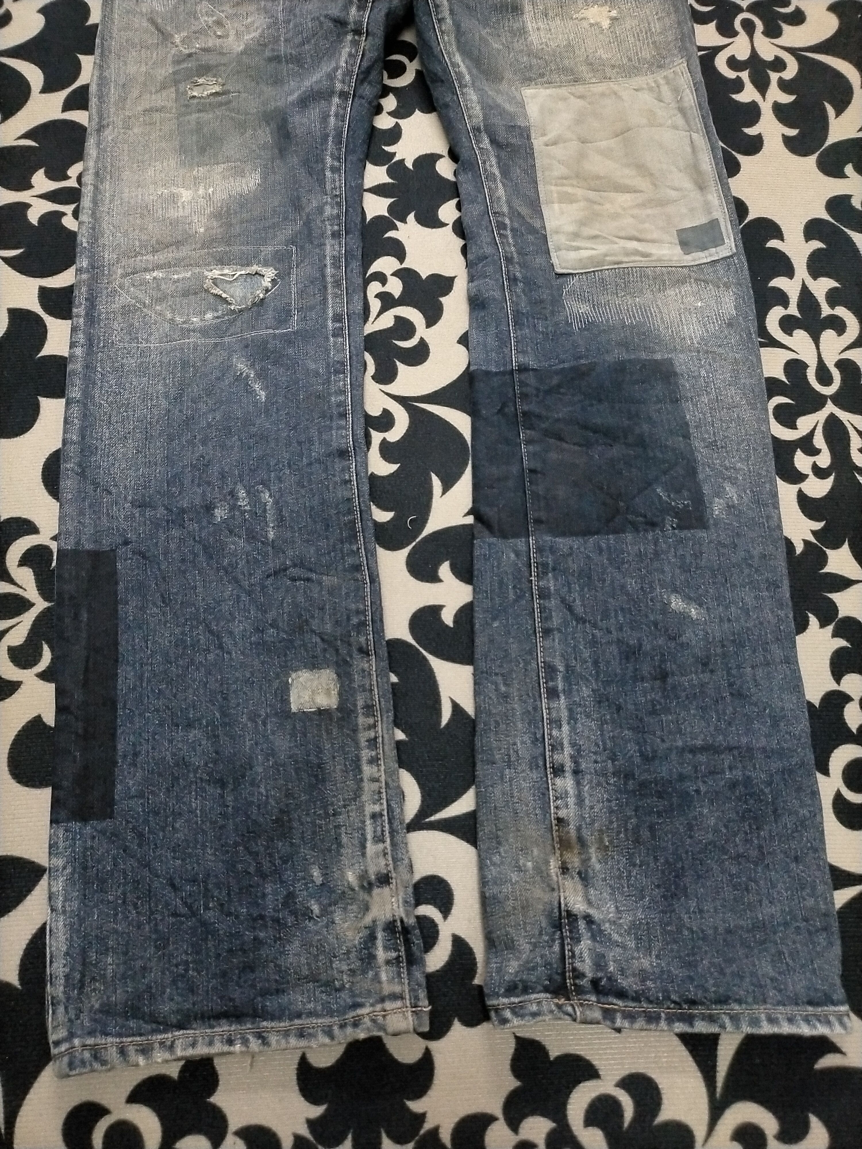 Takeo Kikuchi 🔥Takeo Kikuchi Shahiko Patchwork Distressed Jeans Size US 30 / EU 46 - 5 Thumbnail