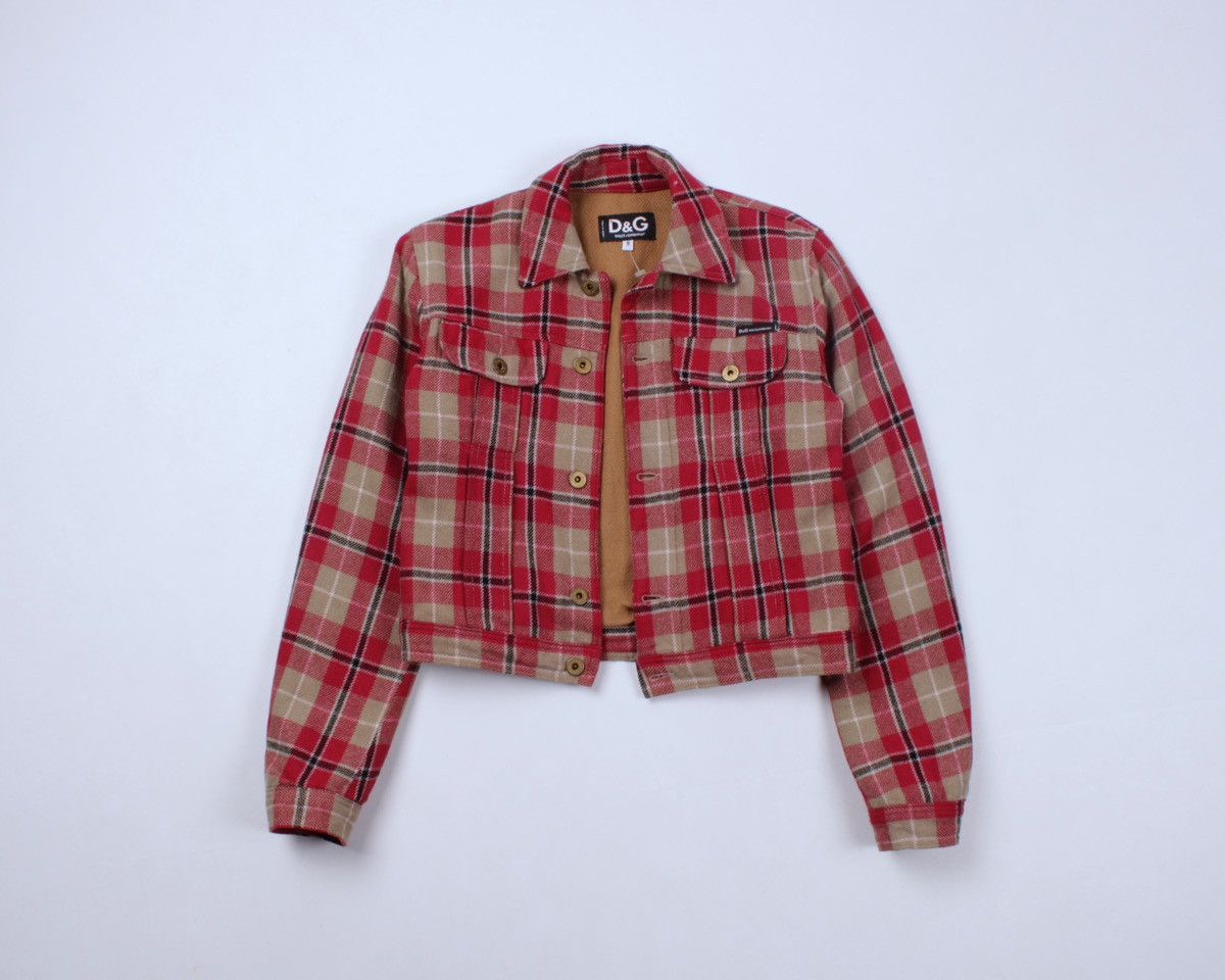 Designer × Dolce & Gabbana × Vintage DOLCE GABBANA Vintage Wool Plaid Check Cropped Button Jacket Size S / US 4 / IT 40 - 5 Thumbnail