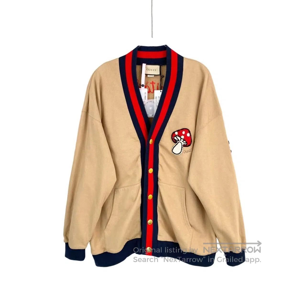 Gucci Guicci Mushroom embroidered back slogan cardigan| Size S / US 4 / IT 40 - 1 Thumbnail