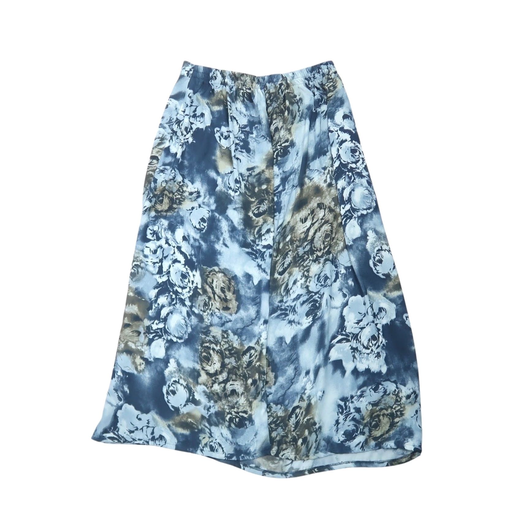 Vintage VINTAGE 90s Tradition Blue Rose Floral Print Midi Skirt L Womens High-Waisted A-Line Polyester Size 36" / US 14 / IT 50 - 3 Thumbnail