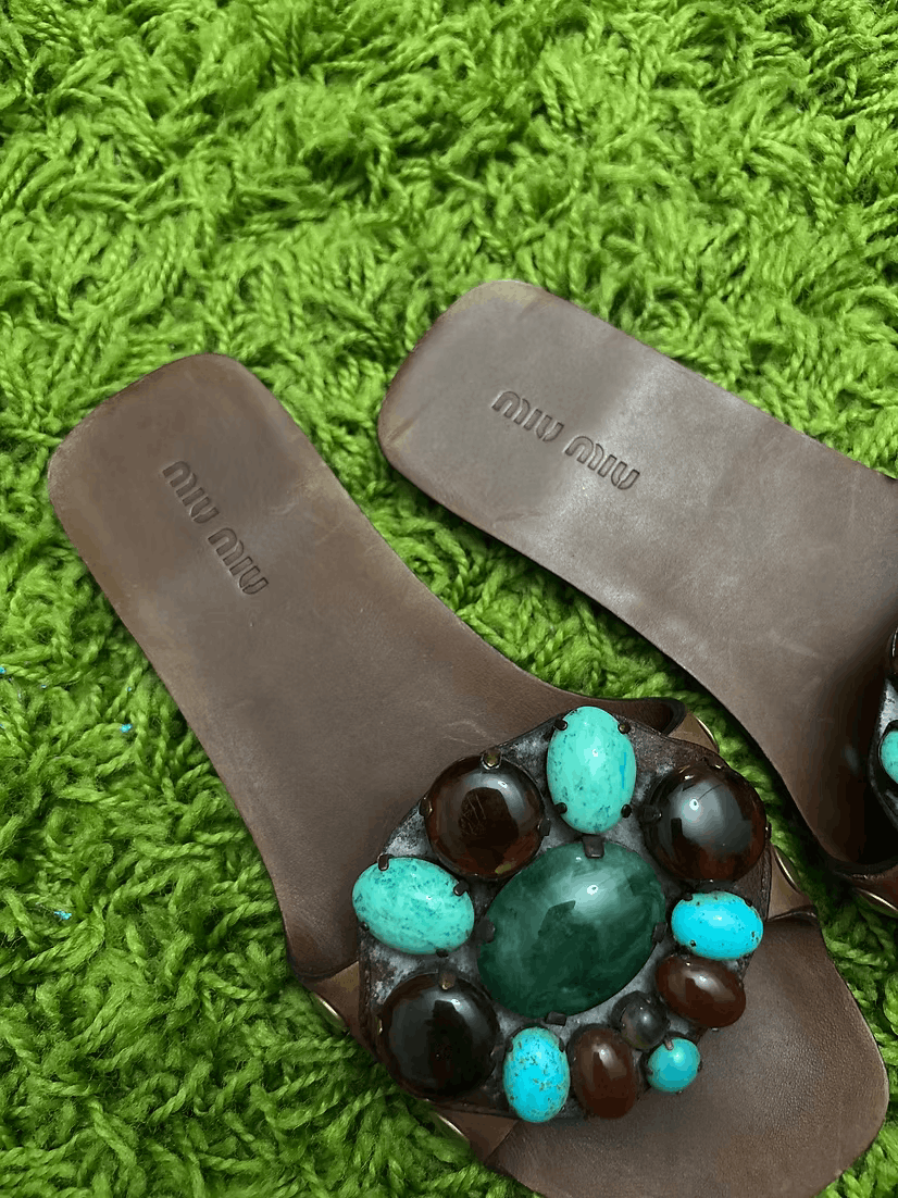 Miu Miu SS2005 Jewel Embellished Sandals Size US 6.5 / IT 36.5 - 4 Thumbnail