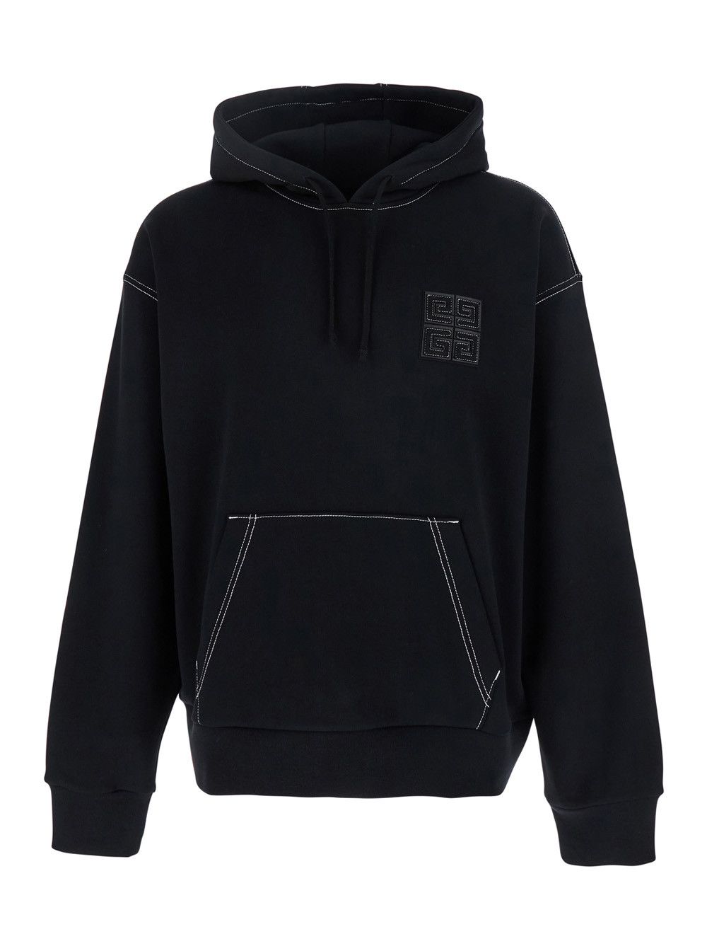 パーカー・フーディ GIVENCHY SS25 Black cotton sweatshirt (BMJ0HC3YJX 001) Knit Felpa and Jersey Mash Up Hoodie Faded Black | The Webster