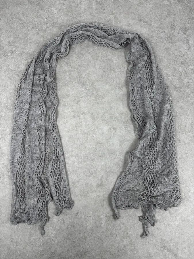 Vintage Massimo Rebecchi Mohair Grey Perfored Scarf Size ONE SIZE - 2 Thumbnail