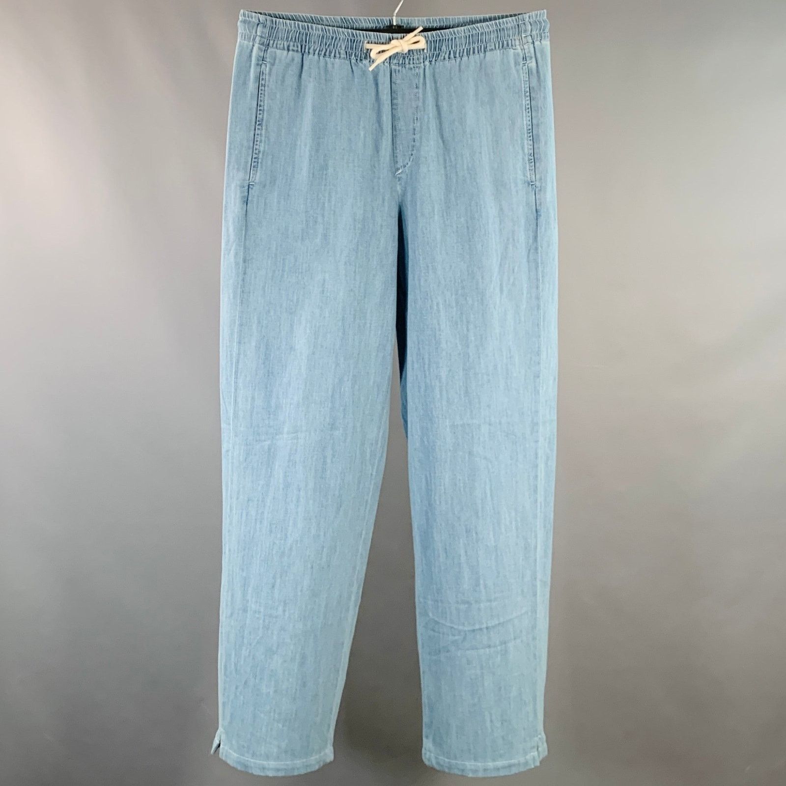 A.P.C. Size L Blue Cotton Tapered Drawstring Casual Pants