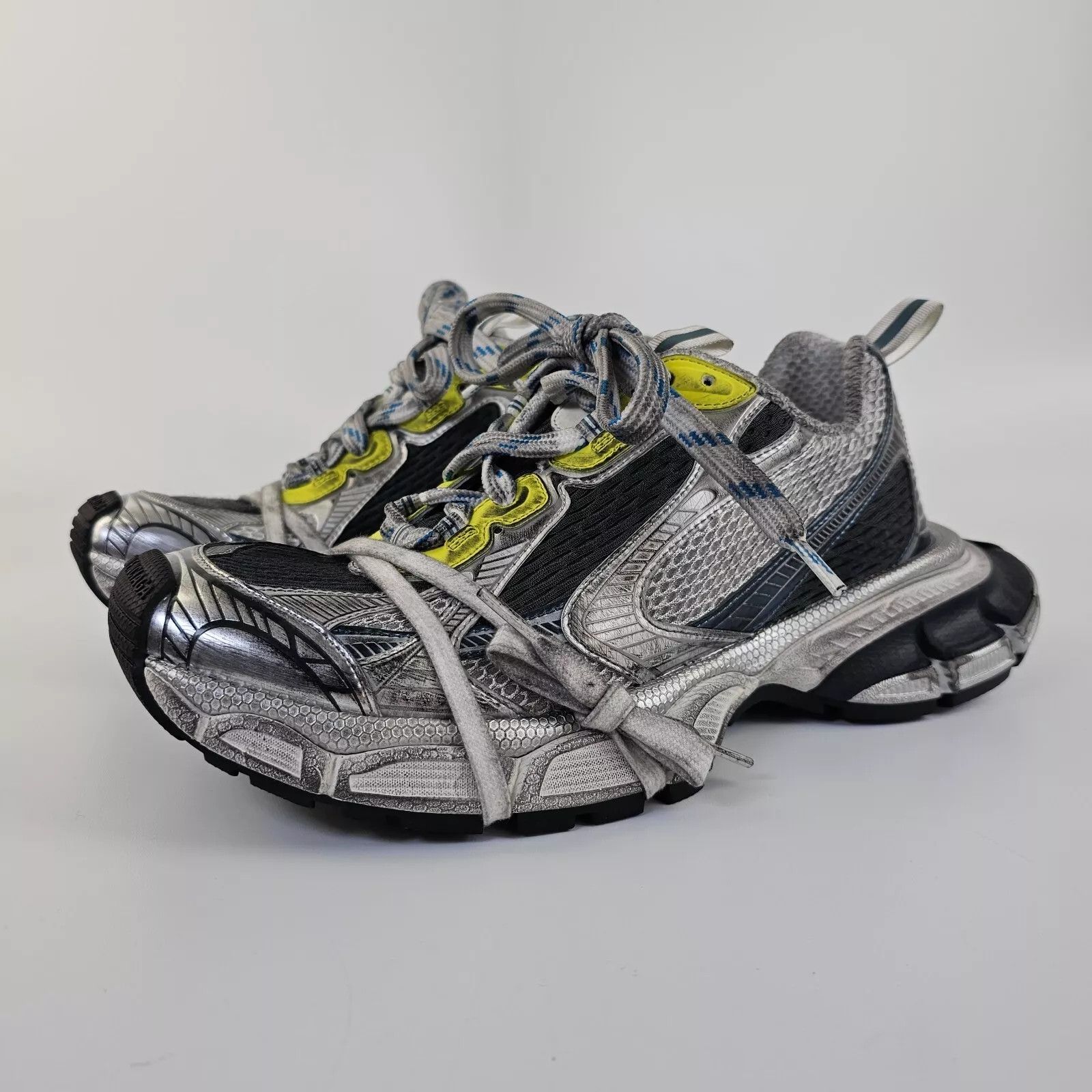 Balenciaga 3XL Men's White/Yellow Low Top Sneakers New