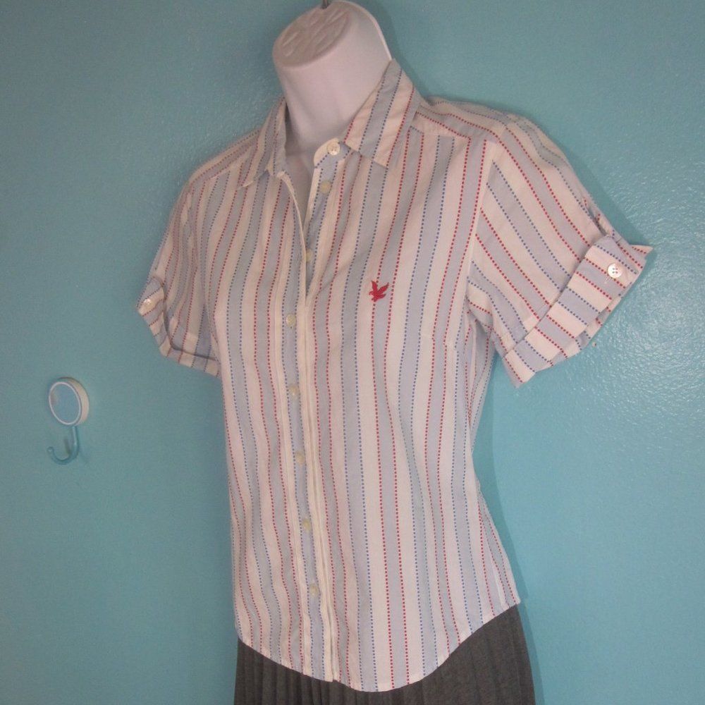 Lyle & Scott Lyle & Scott Scotland Golf Blouse XS Button Up Shirt Blue & White Size XS / US 0-2 / IT 36-38 - 2 Thumbnail