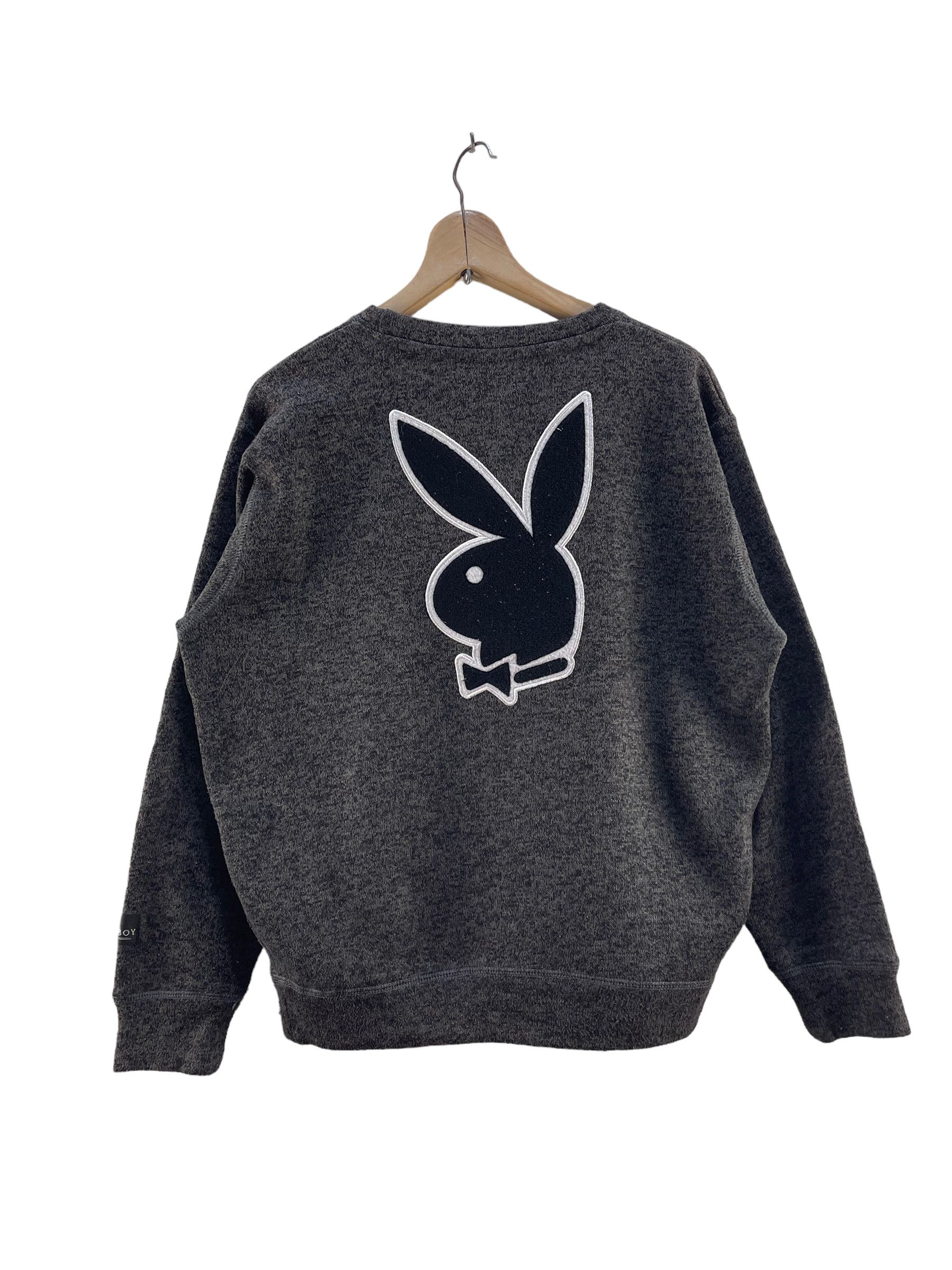 image of Vintage Playboy Logo Spellout Sweatshirt in Grey, Men's (Size Large)