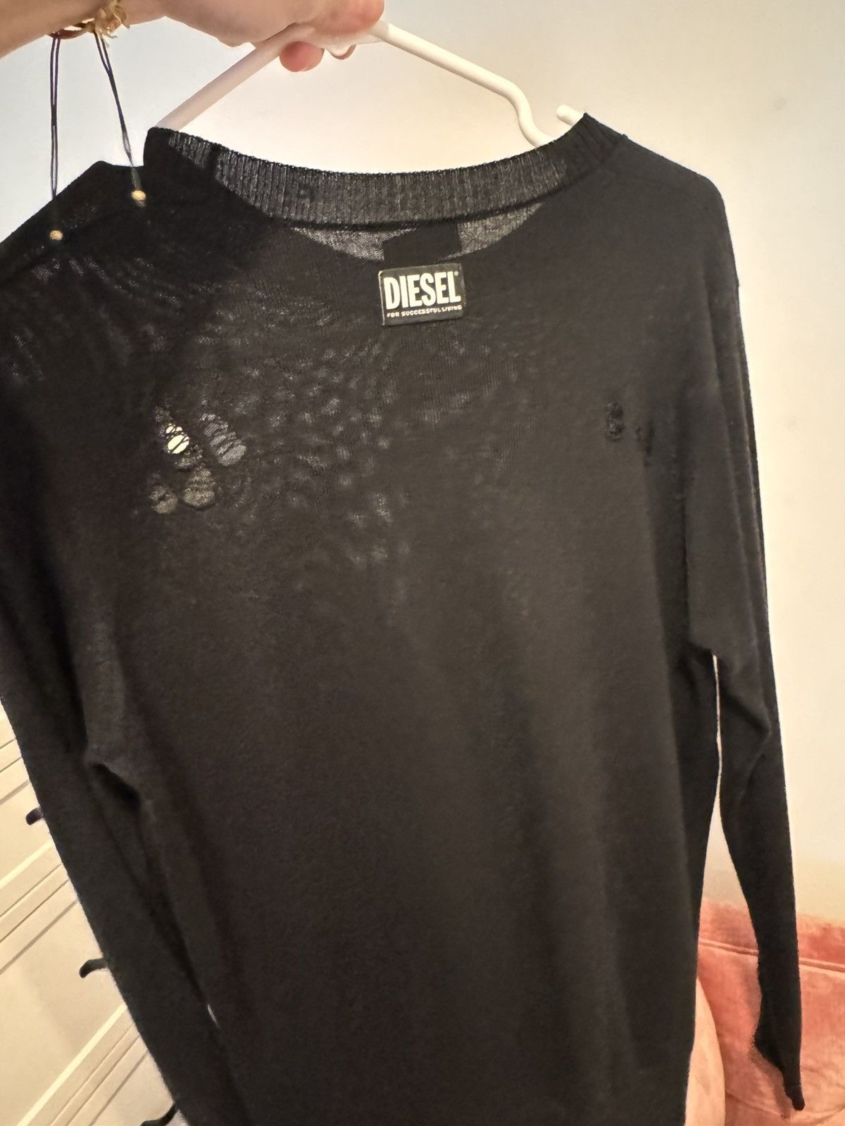 Diesel Diesel black wool light ripped long sleeve shirt Size US S / EU 44-46 / 1 - 4 Thumbnail