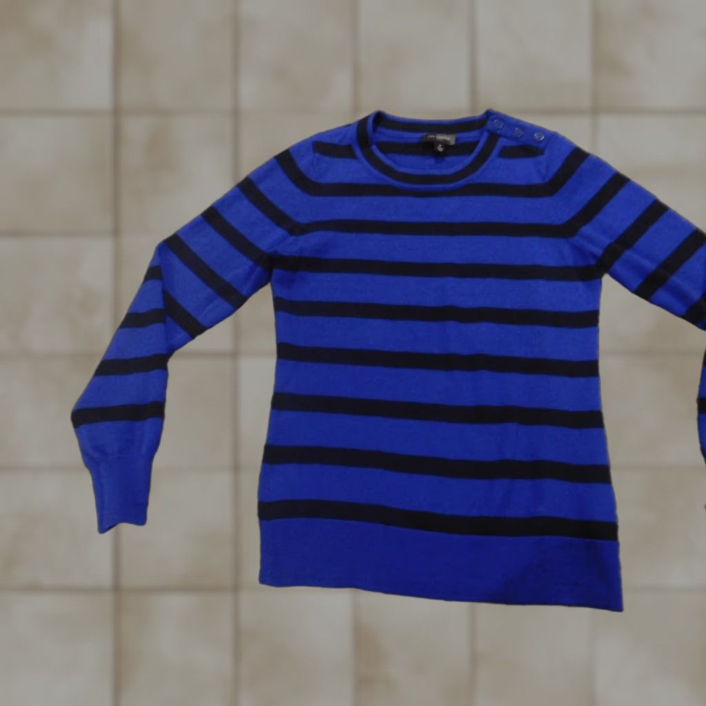 Vintage The Limited Womens Sweater Small Petites Blue striped crewneck Size S / US 4 / IT 40 - 1 Thumbnail