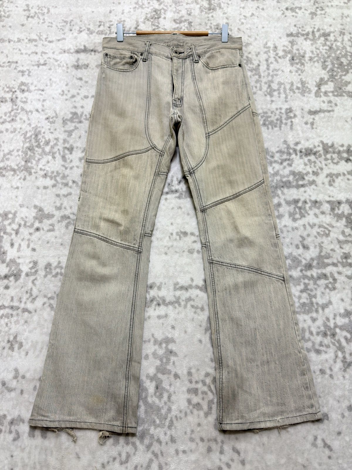 If Six Was Nine Flare Rupert Edge Distressed Reconstructed Panelled Jeans Size US 31 - 1 Thumbnail