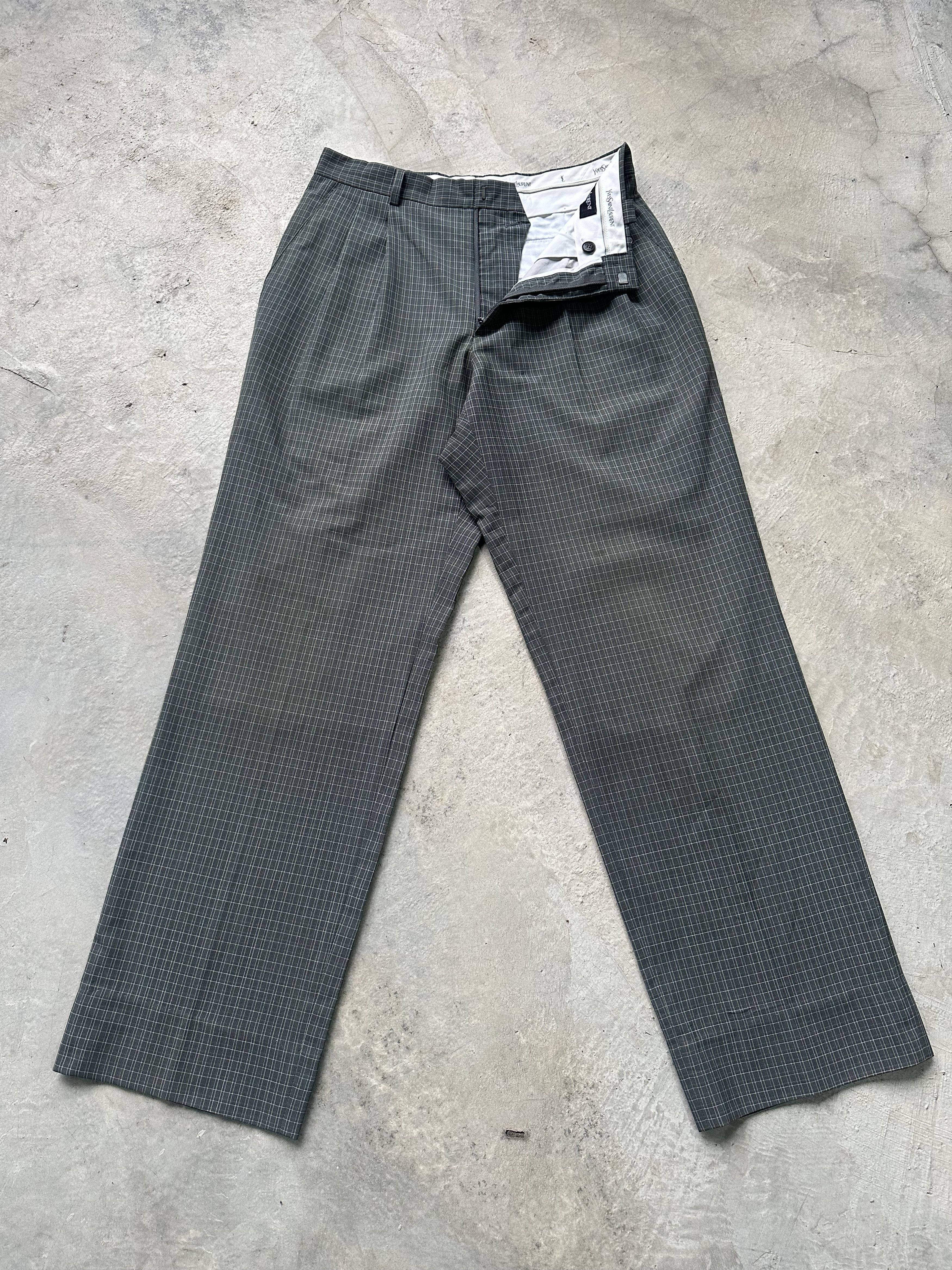 Yves Saint Laurent YvesSaintLaurent Pour Homme Green Tartan Plaid Trouser Pants Size US 28 / EU 44 - 2 Thumbnail