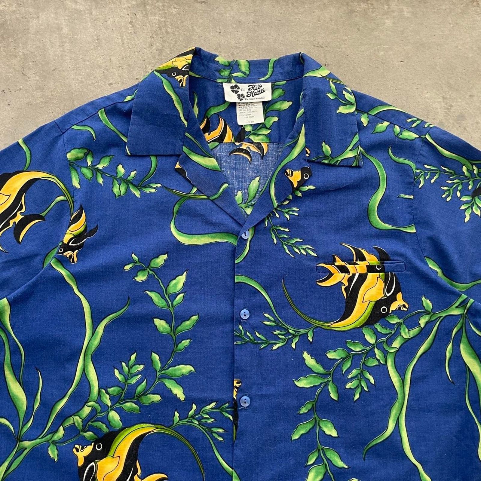 Vintage Vintage Striped Tropical Fish Blue Hawaiian Shirt Size US XXL / EU 58 / 5 - 2 Thumbnail