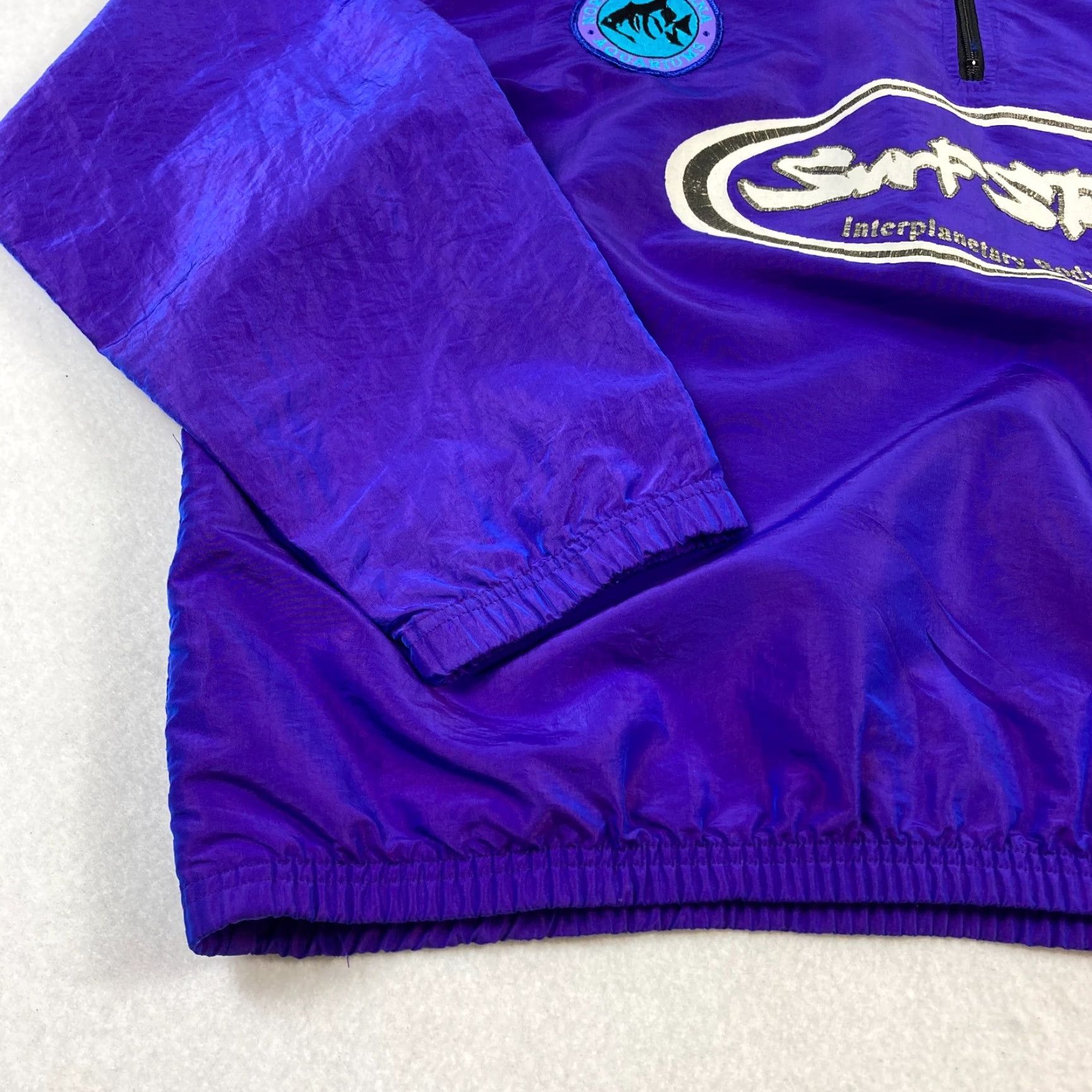 Vintage Vintage Surf Style Windbreaker Jacket One Size Purple Blue Nylon Quarter Zip Y2K Size US M / EU 48-50 / 2 - 2 Thumbnail