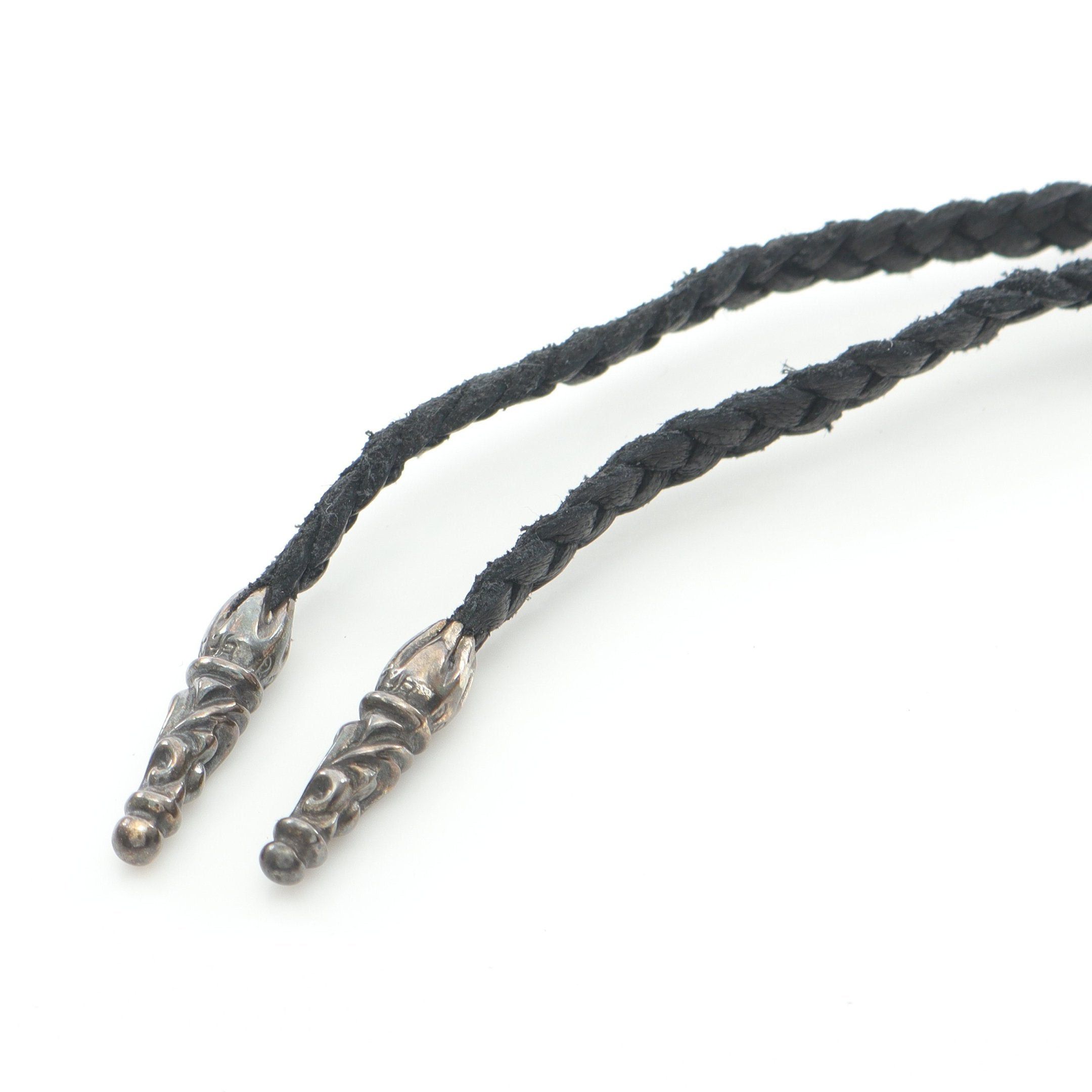 Chrome Hearts Chrome Hearts Leather Braid Scroll Blade Necklace Sv925 Black Silver Size ONE SIZE - 1 Thumbnail