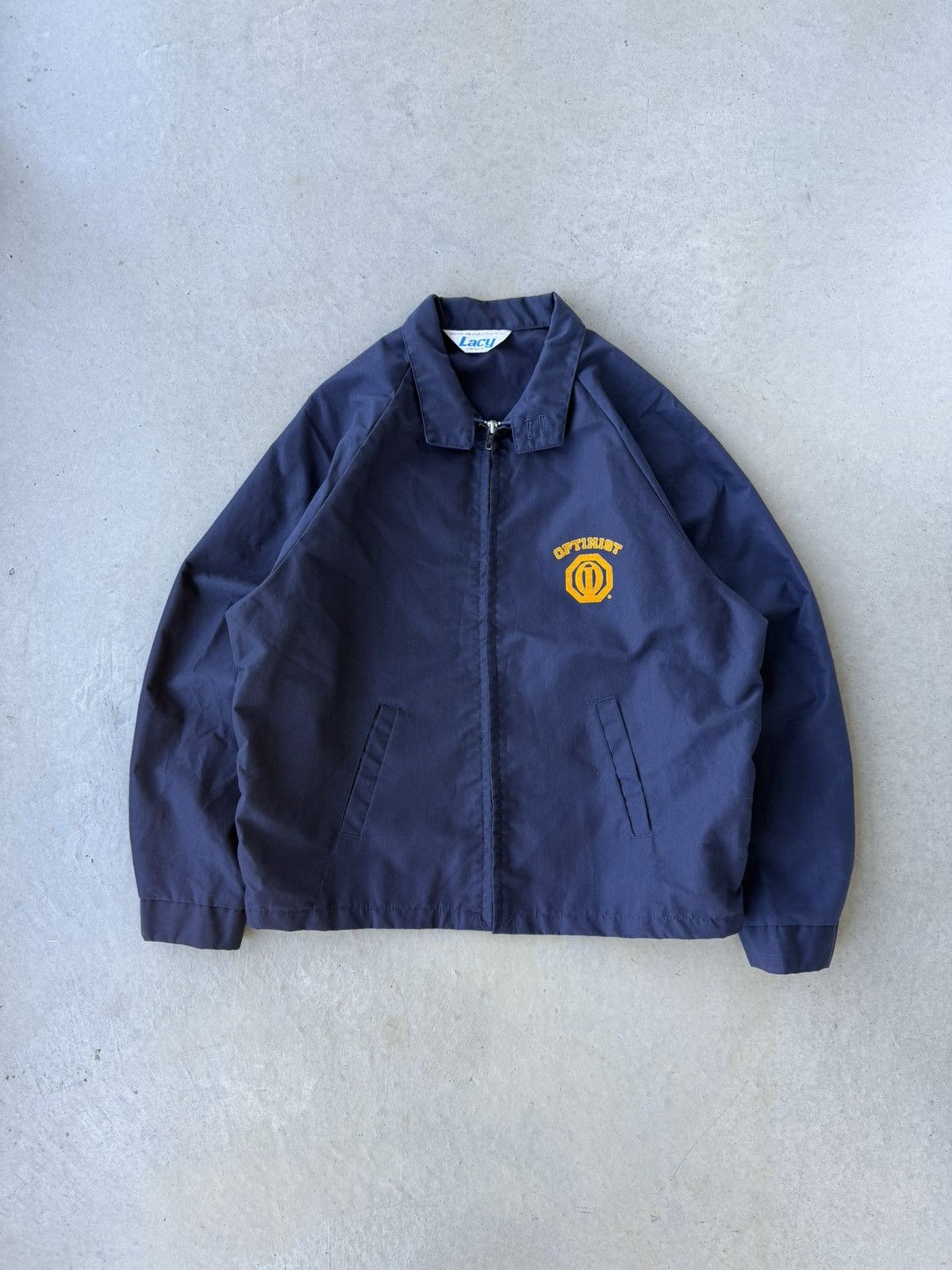 Vintage Vintage 1980s Optimist Logo Navy Blue Workwear Jacket Size US XL / EU 56 / 4 - 1 Thumbnail