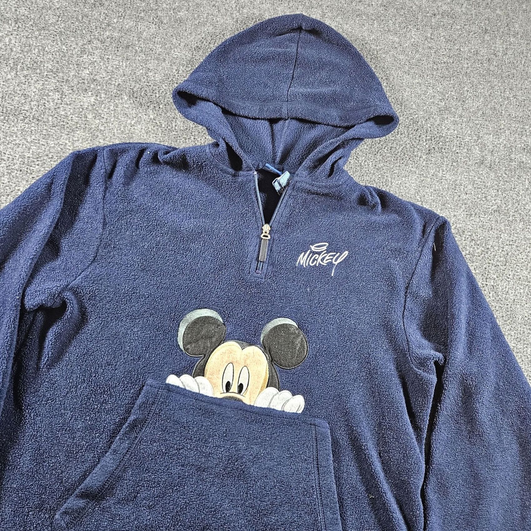 Disney Disney Mickey Mouse Hoodie Mens S Blue Fleece 1/4 Zip Kangaroo Pocket 90s Size US S / EU 44-46 / 1 - 3 Thumbnail